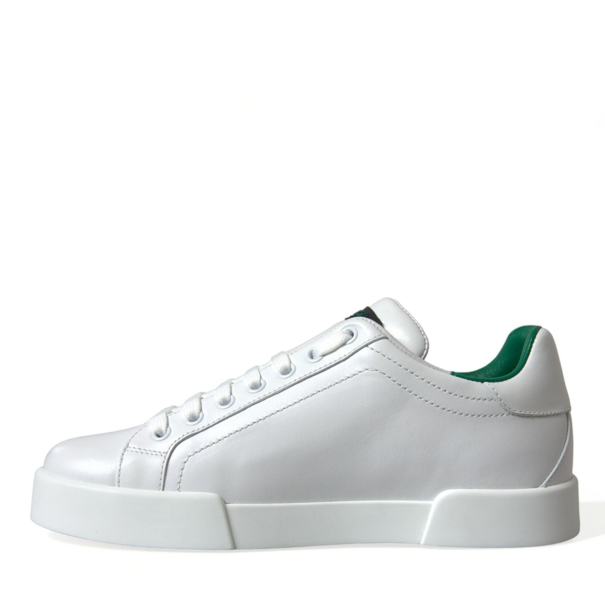 Dolce & Gabbana White Green Leather Portofino Sneakers Shoes