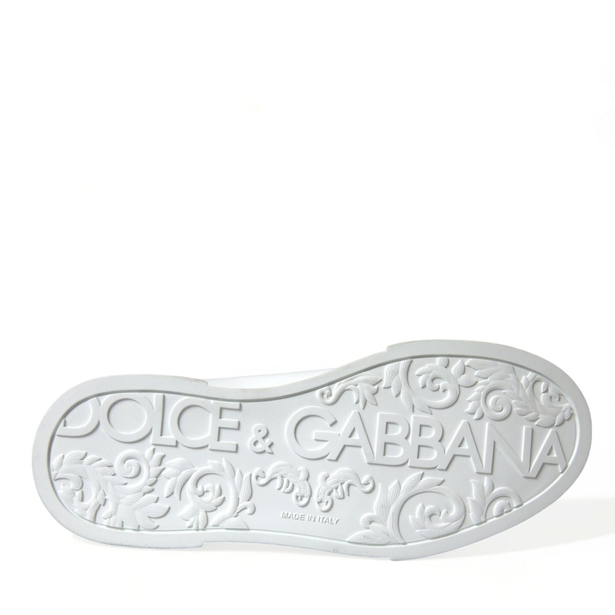 Dolce & Gabbana White Green Leather Portofino Sneakers Shoes