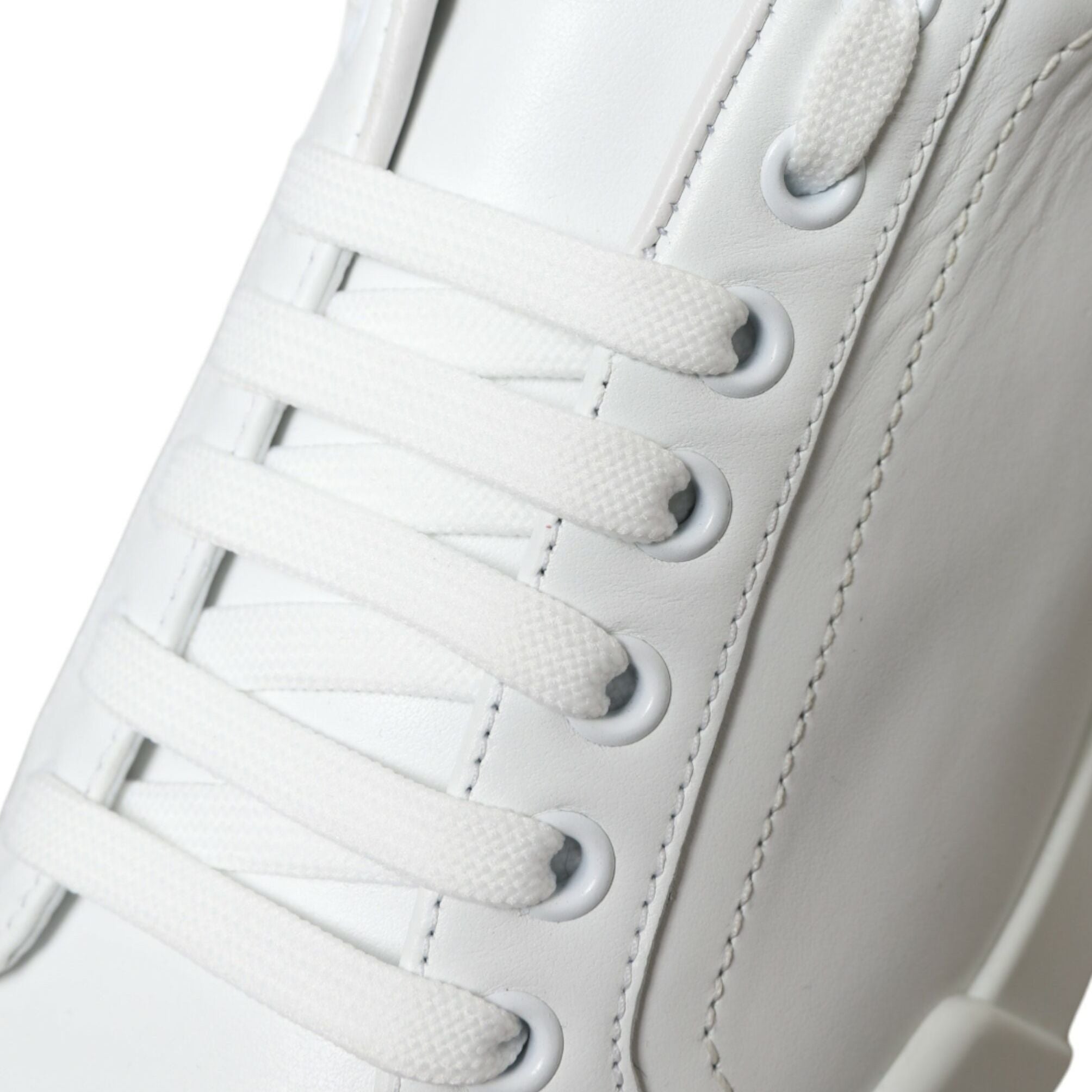 Dolce & Gabbana White Green Leather Portofino Sneakers Shoes
