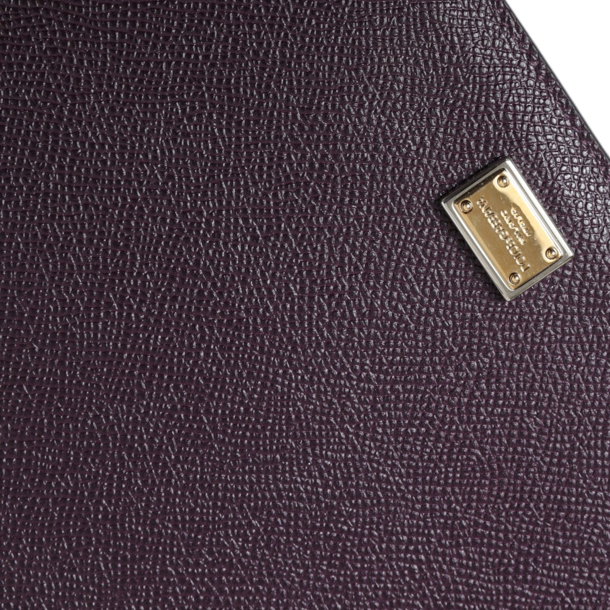 Dolce & Gabbana Dark Brown Leather Logo Plaque Cover Sleeve Tablet Case