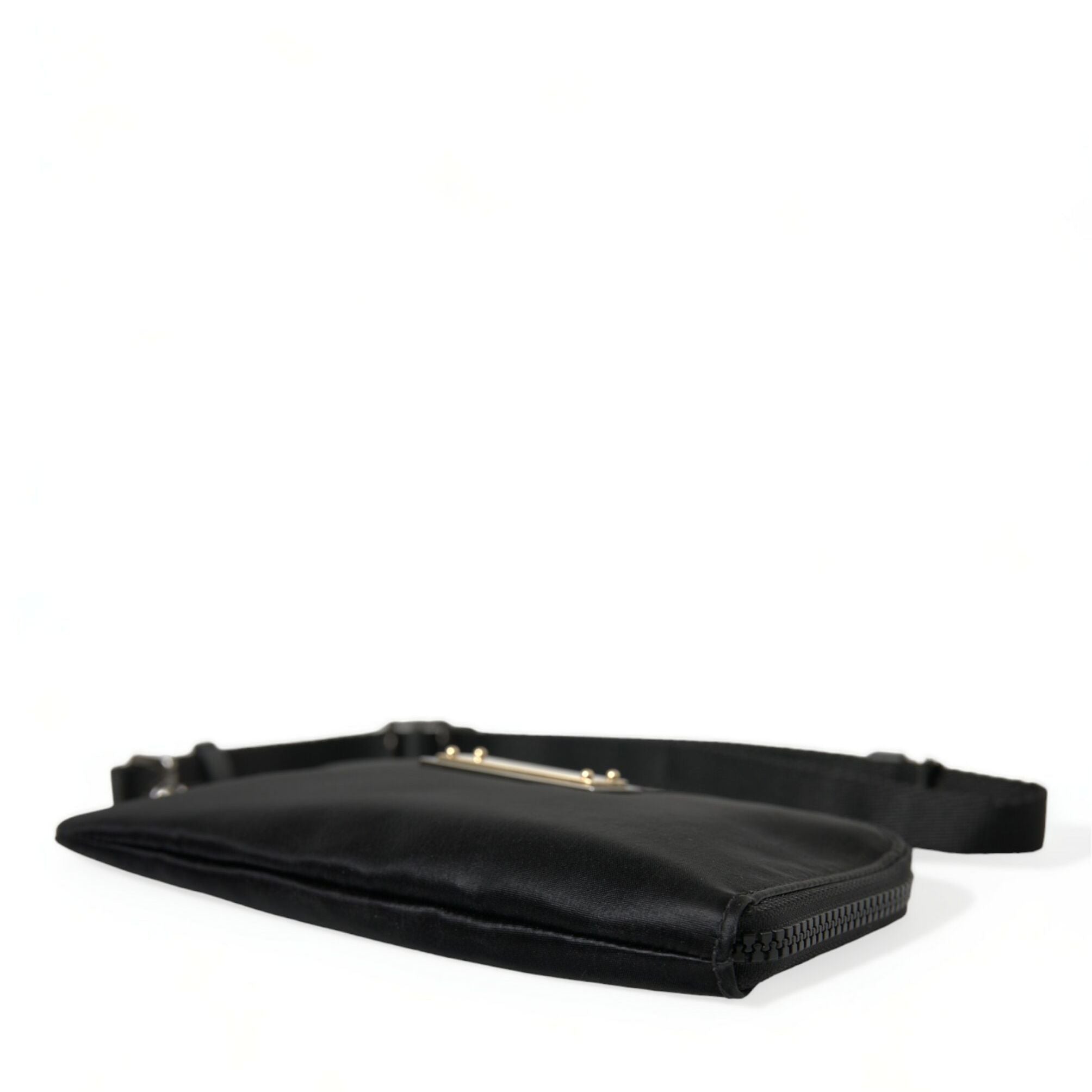Dolce & Gabbana Black Nylon Logo Plaque Keyring Pouch Clutch Bag