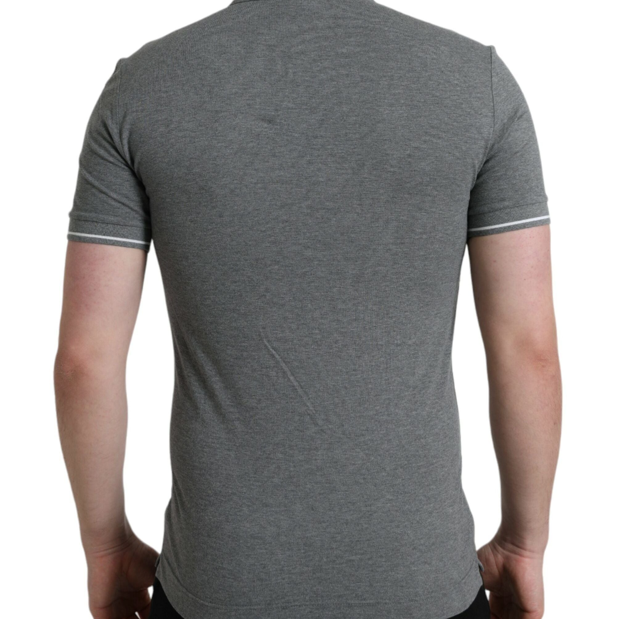 Dolce & Gabbana Gray Collared Short Sleeve Crown T-shirt