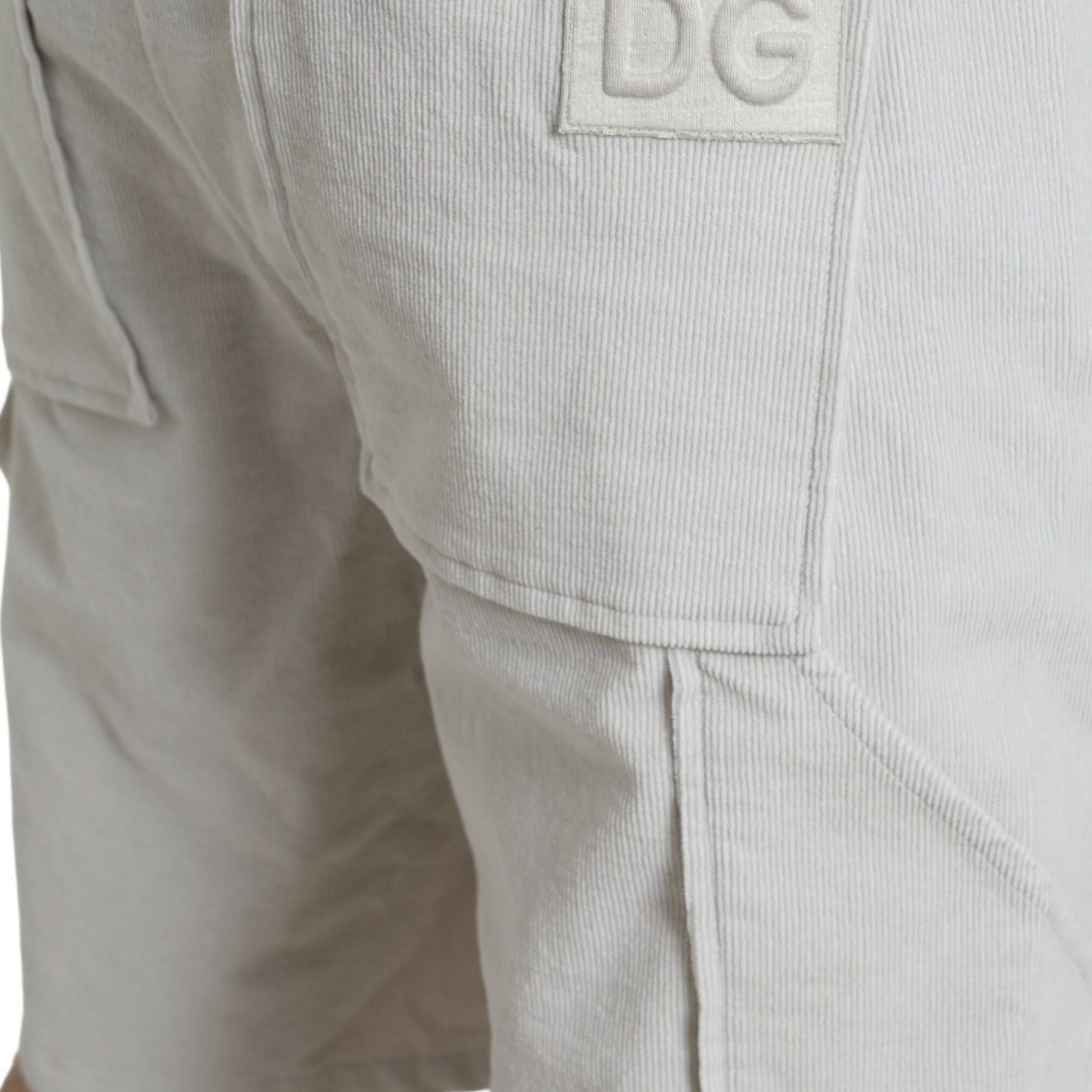 Dolce & Gabbana Beige Cotton Corduroy Logo Bermuda Shorts