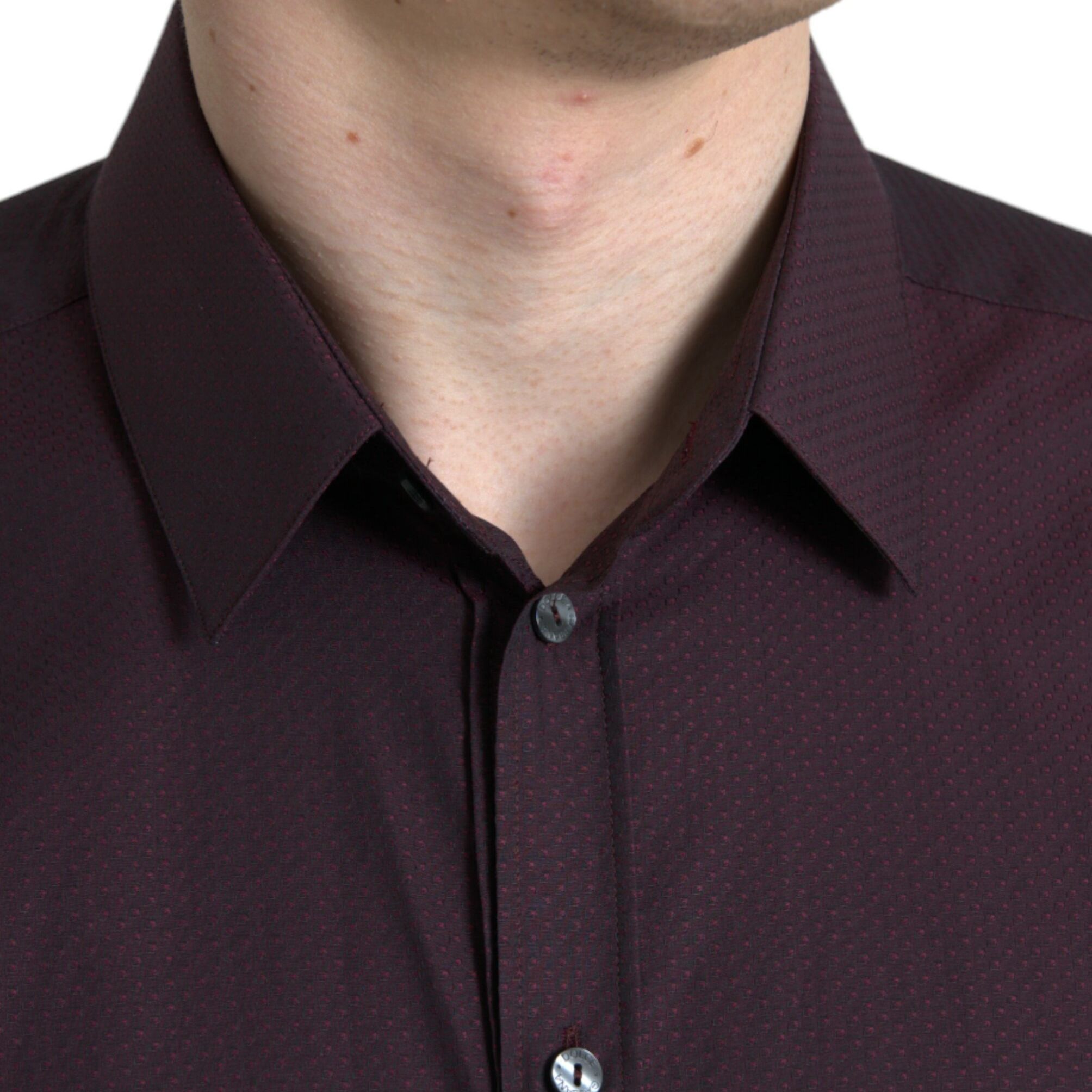 Dolce & Gabbana Maroon Jacquard Formal Dress MARTINI Shirt