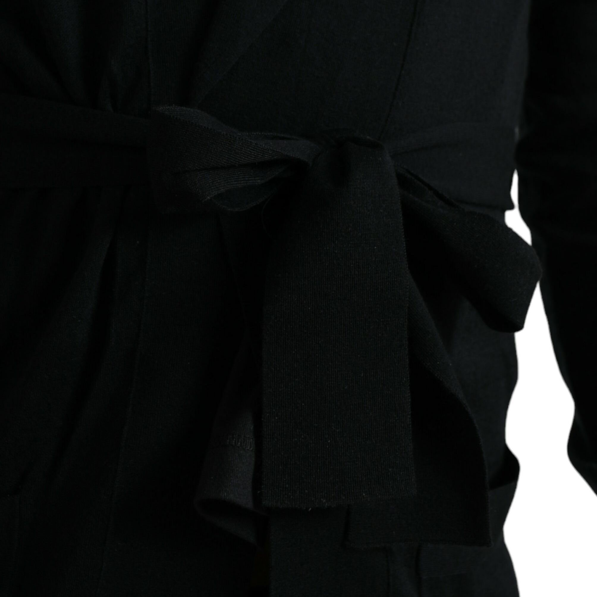 Dolce & Gabbana Black Cashmere Long Sleeves Belted Wrap Robe