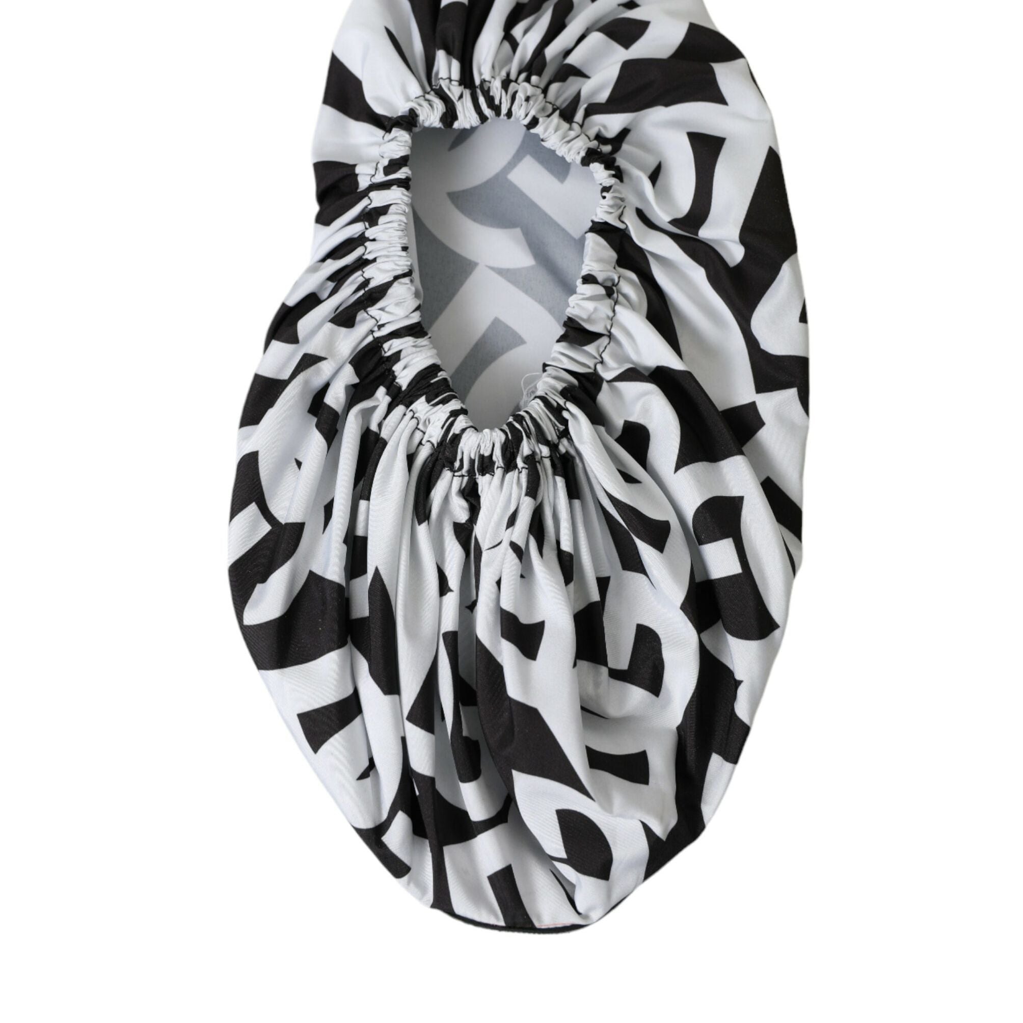 Dolce & Gabbana White Logo Print Nylon Slip On Flats Shoes