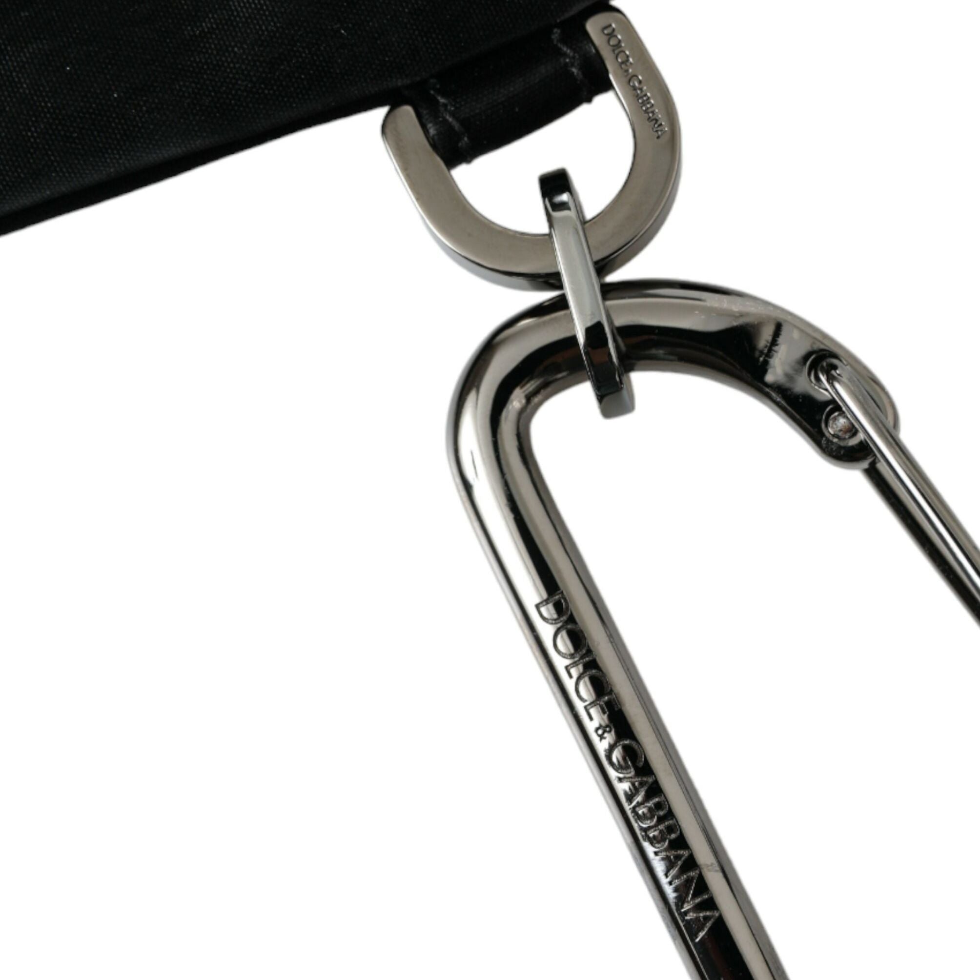 Dolce & Gabbana Black Nylon Logo Plaque Keyring Pouch Clutch Bags