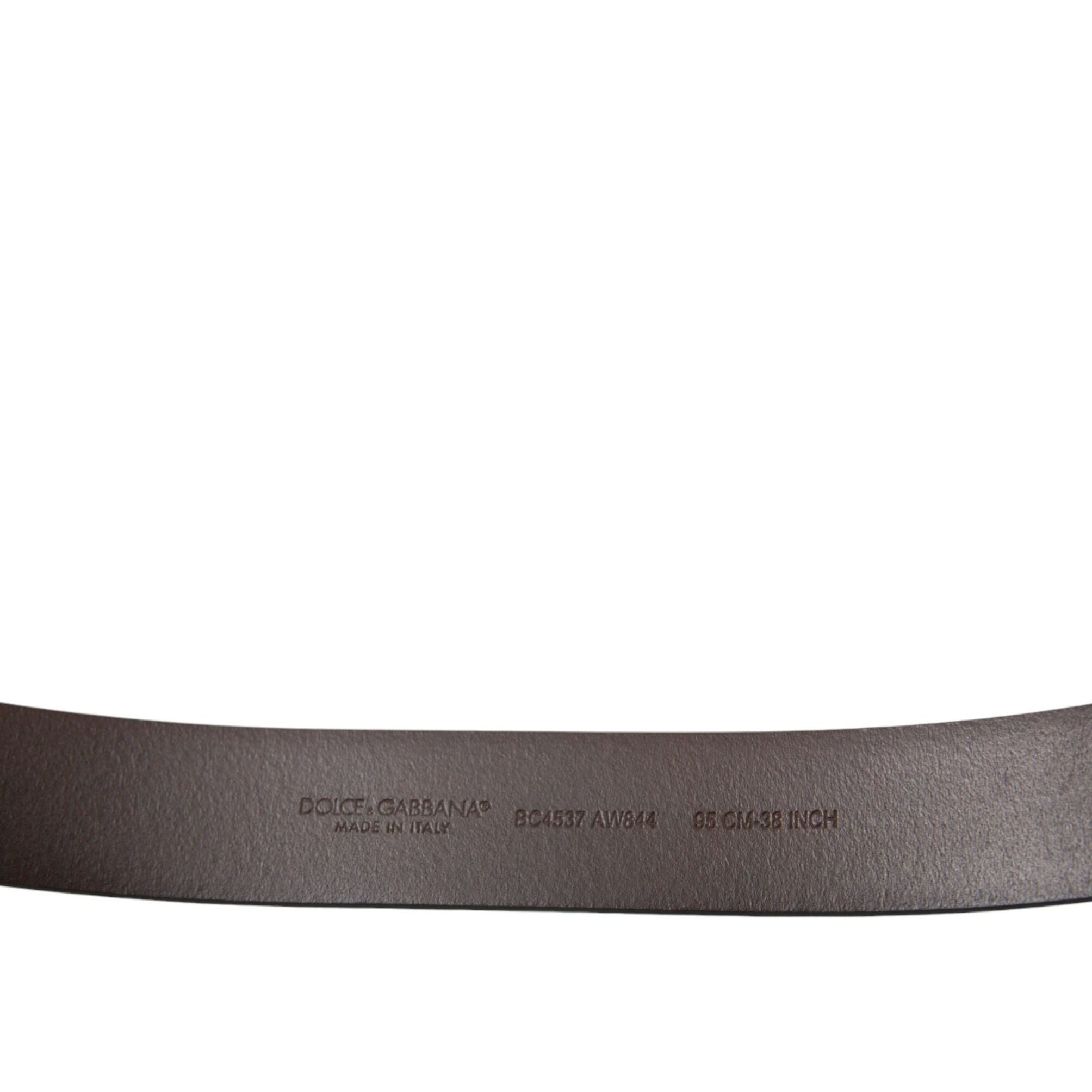 Dolce & Gabbana Brown Calf Leather Gold Metal Buckle Belt