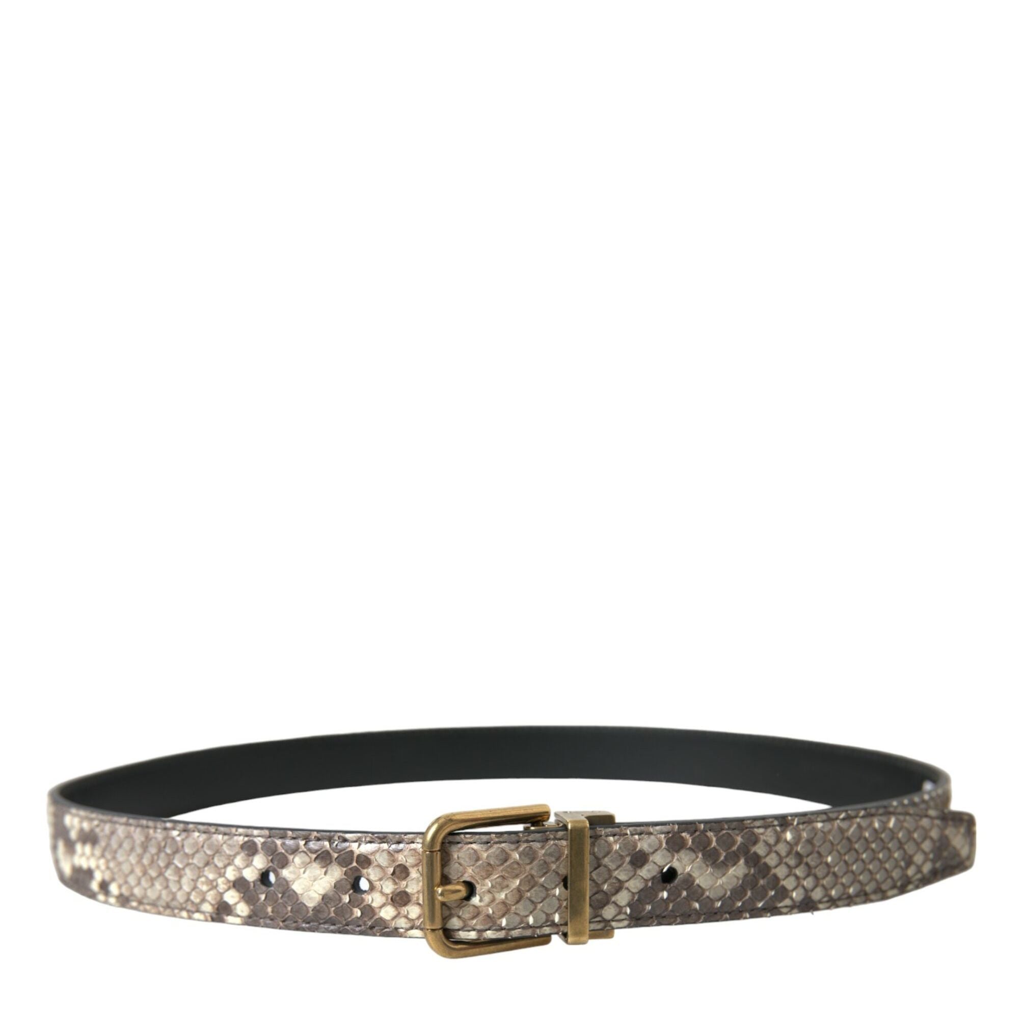 Dolce & Gabbana Brown Python Leather Gold Metal Buckle Belt