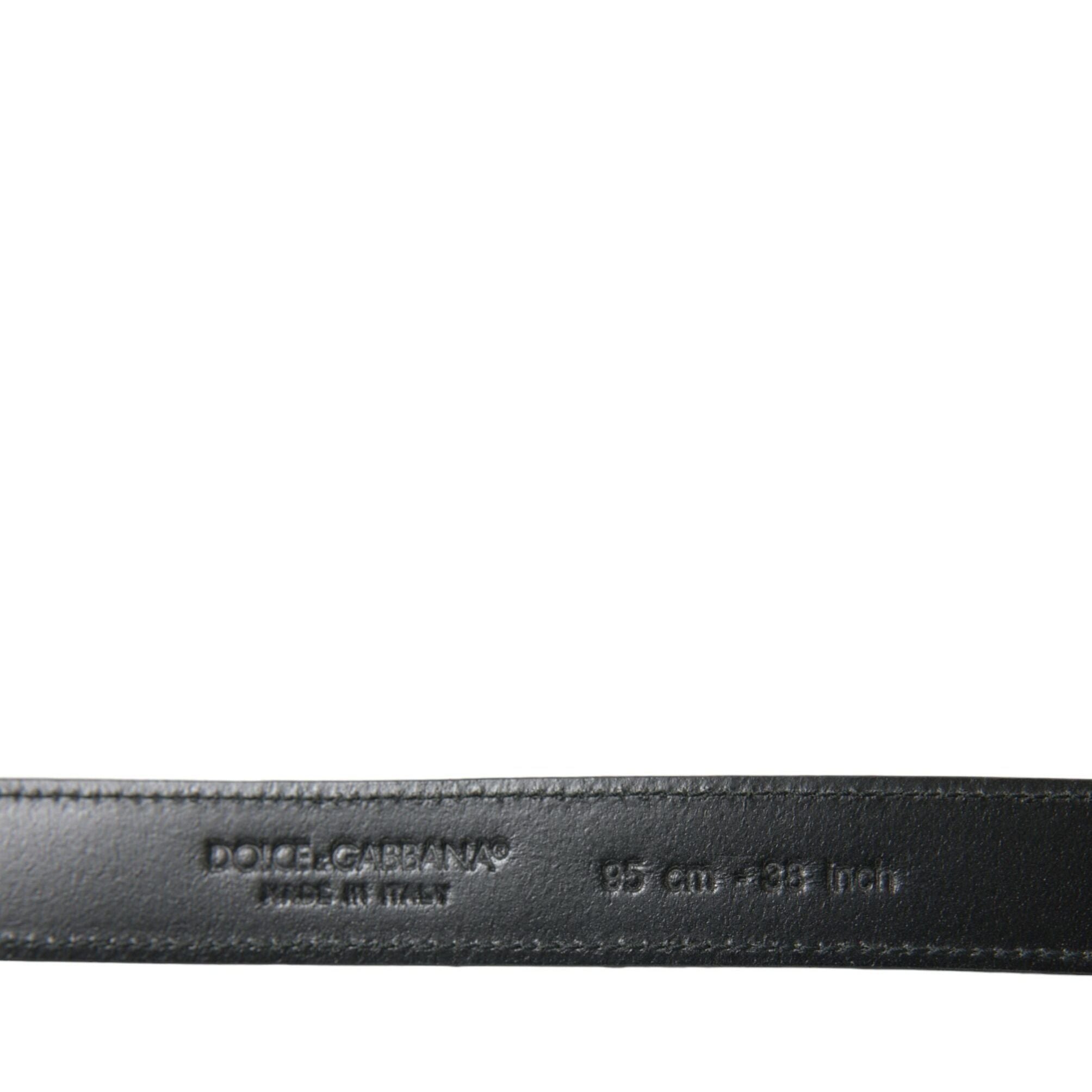 Dolce & Gabbana Black Leather Silver Metal Buckle Belt