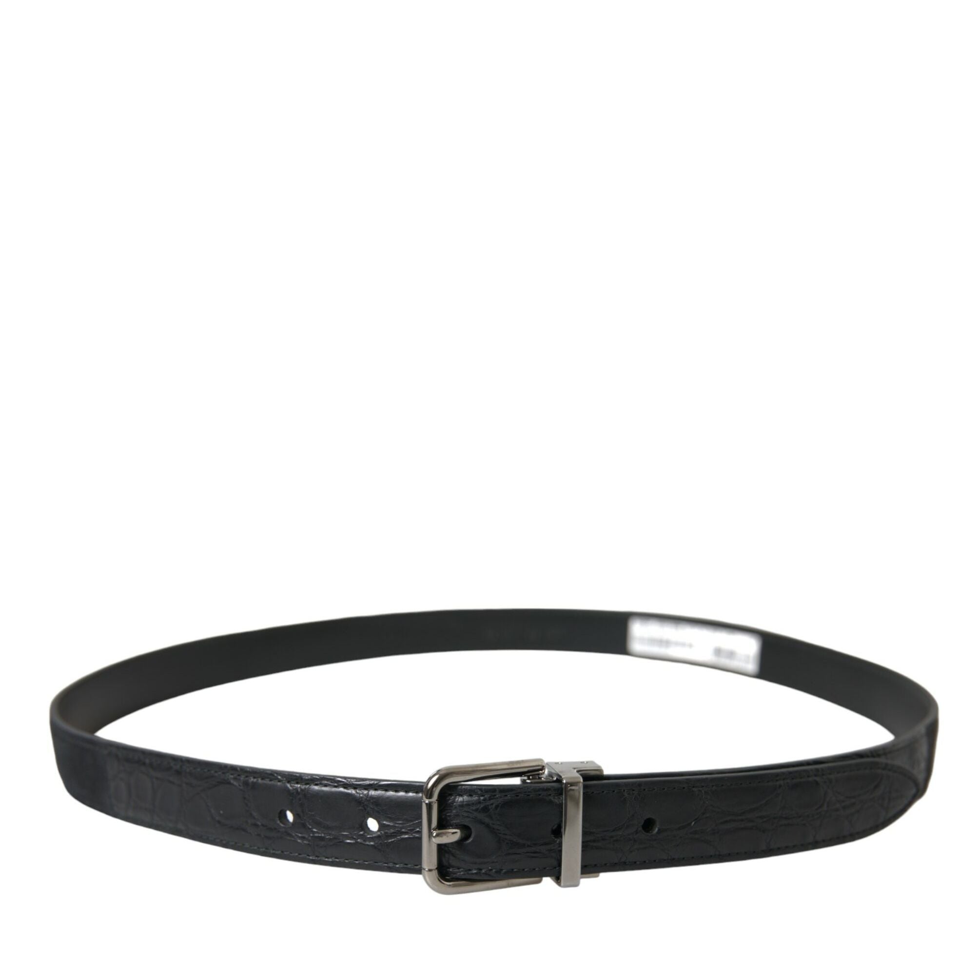 Dolce & Gabbana Black Leather Silver Metal Buckle Belt