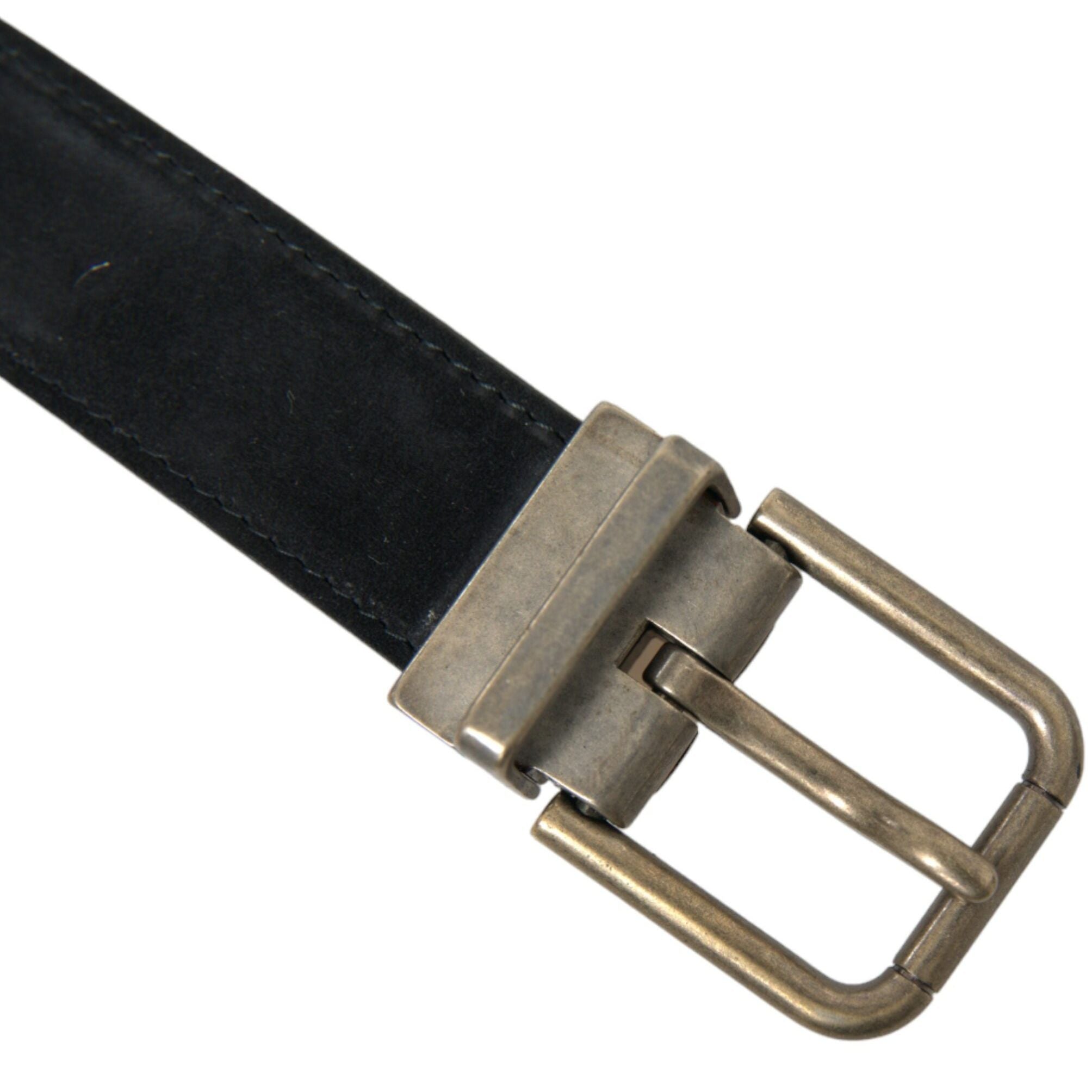 Dolce & Gabbana Black Suede Leather Gold Metal Buckle Belt