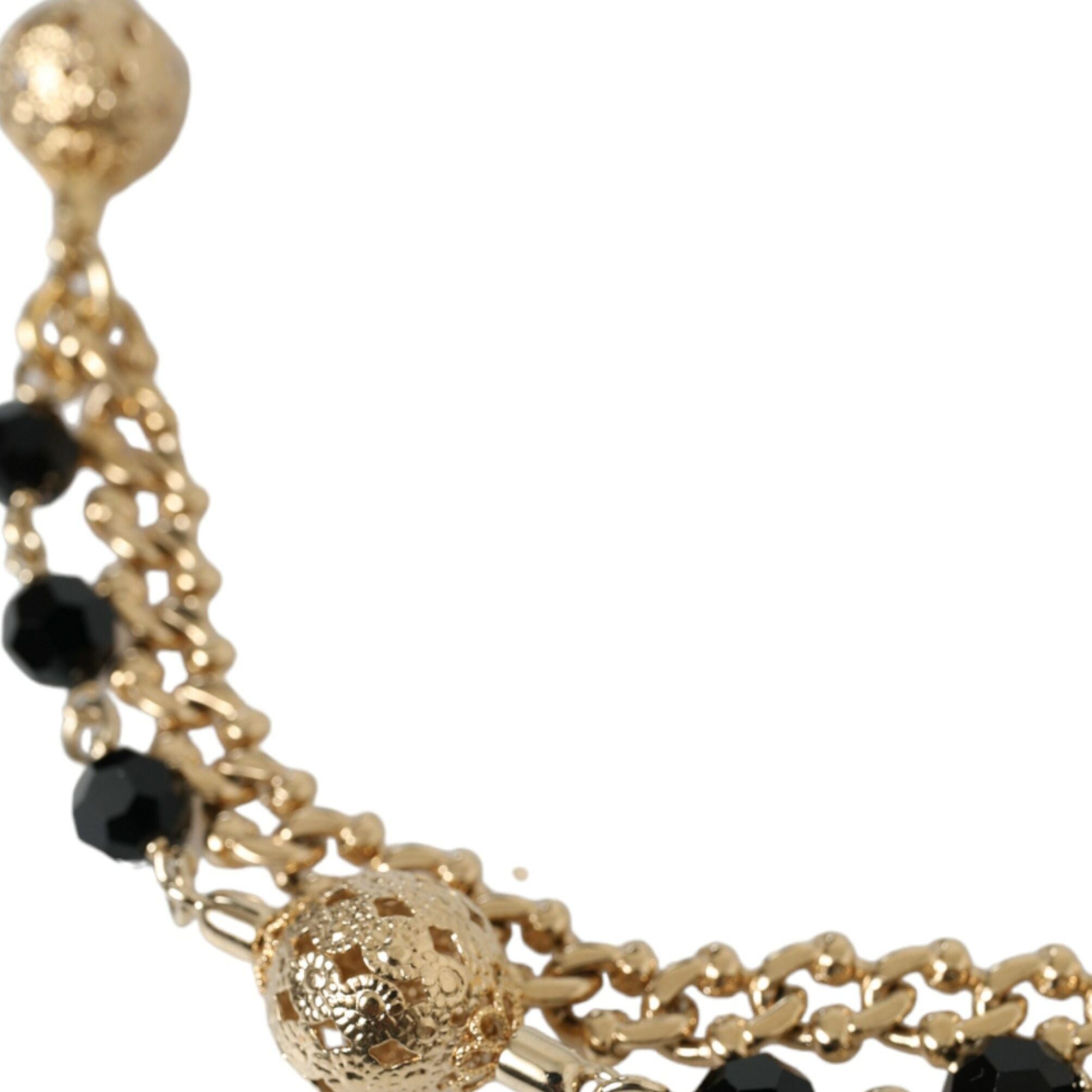 Dolce & Gabbana Black Suede Gold Chain Crystal Waist Belt
