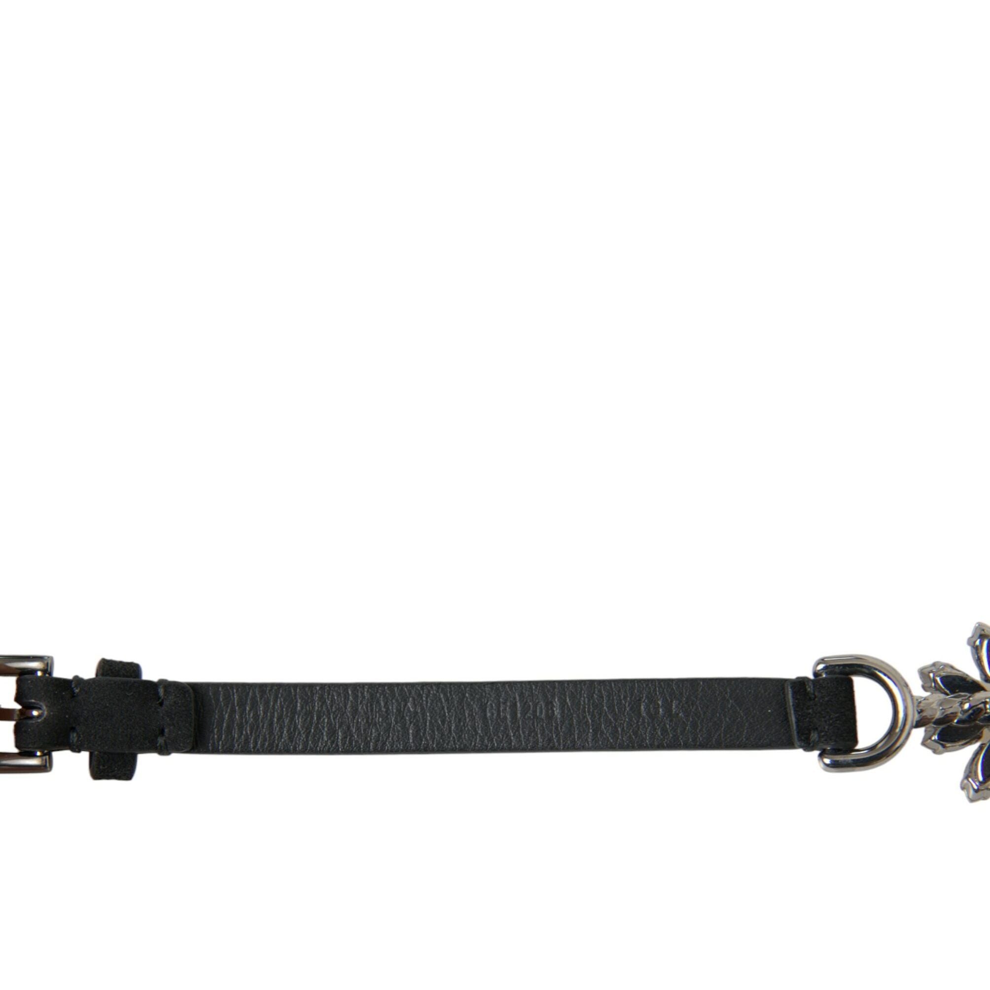 Dolce & Gabbana Black Daisy Crystal Dauphine Waist Belt