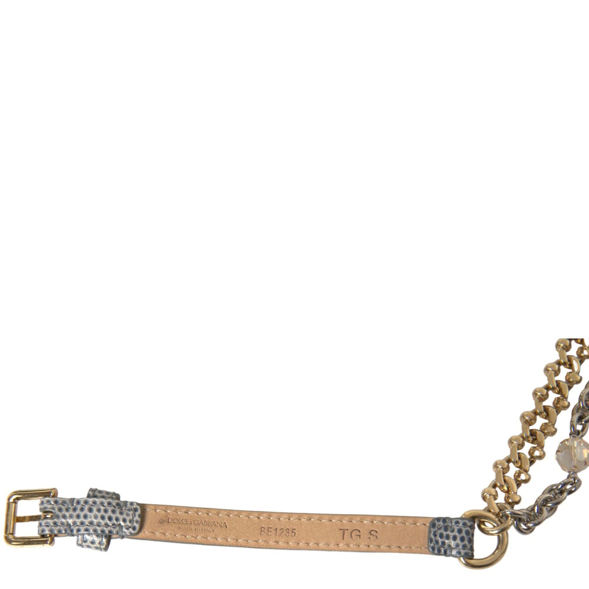 Dolce & Gabbana Blue Braided Gold Brass Chain Waist Belt