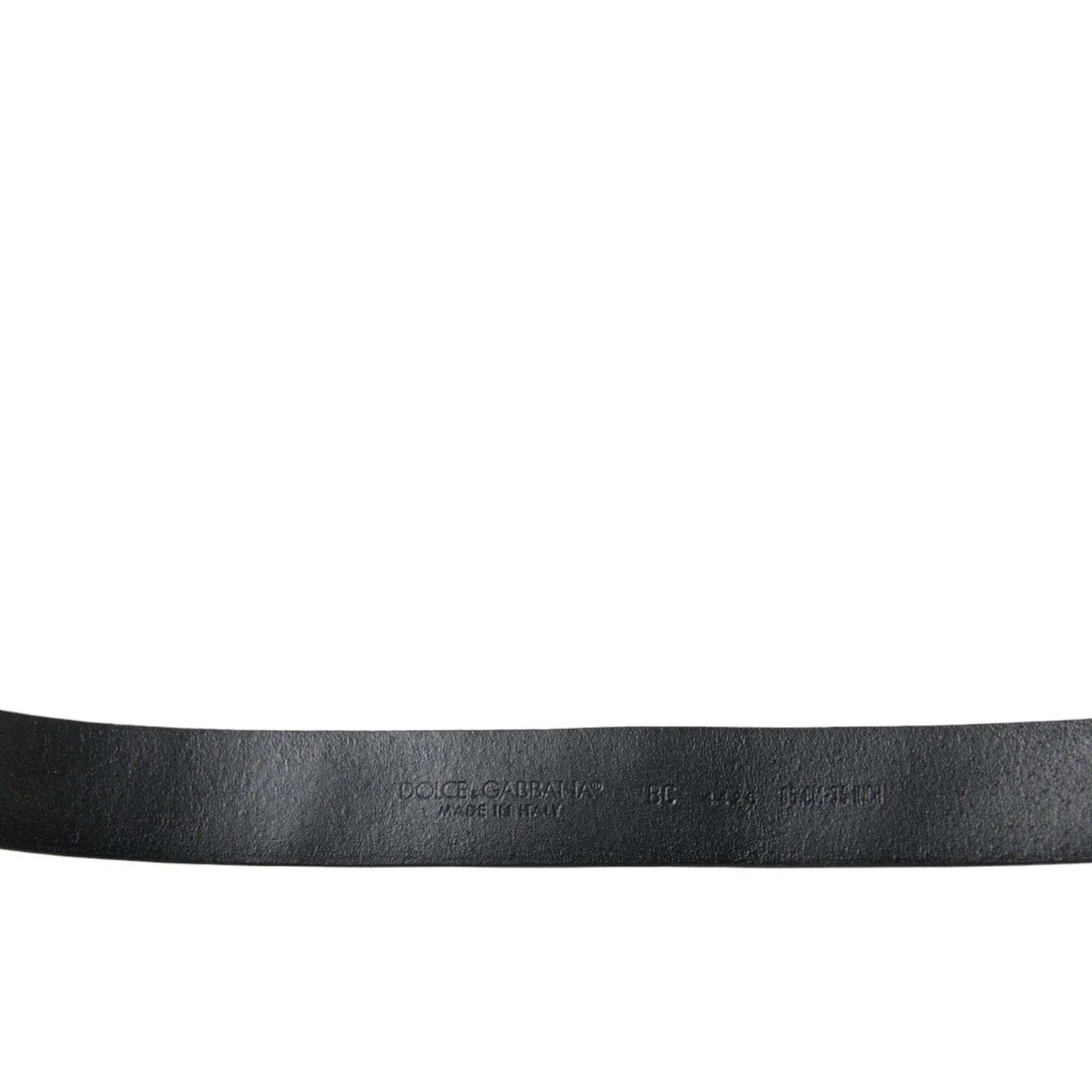 Dolce & Gabbana Black Embellished Leather Engraved Buckle Belt