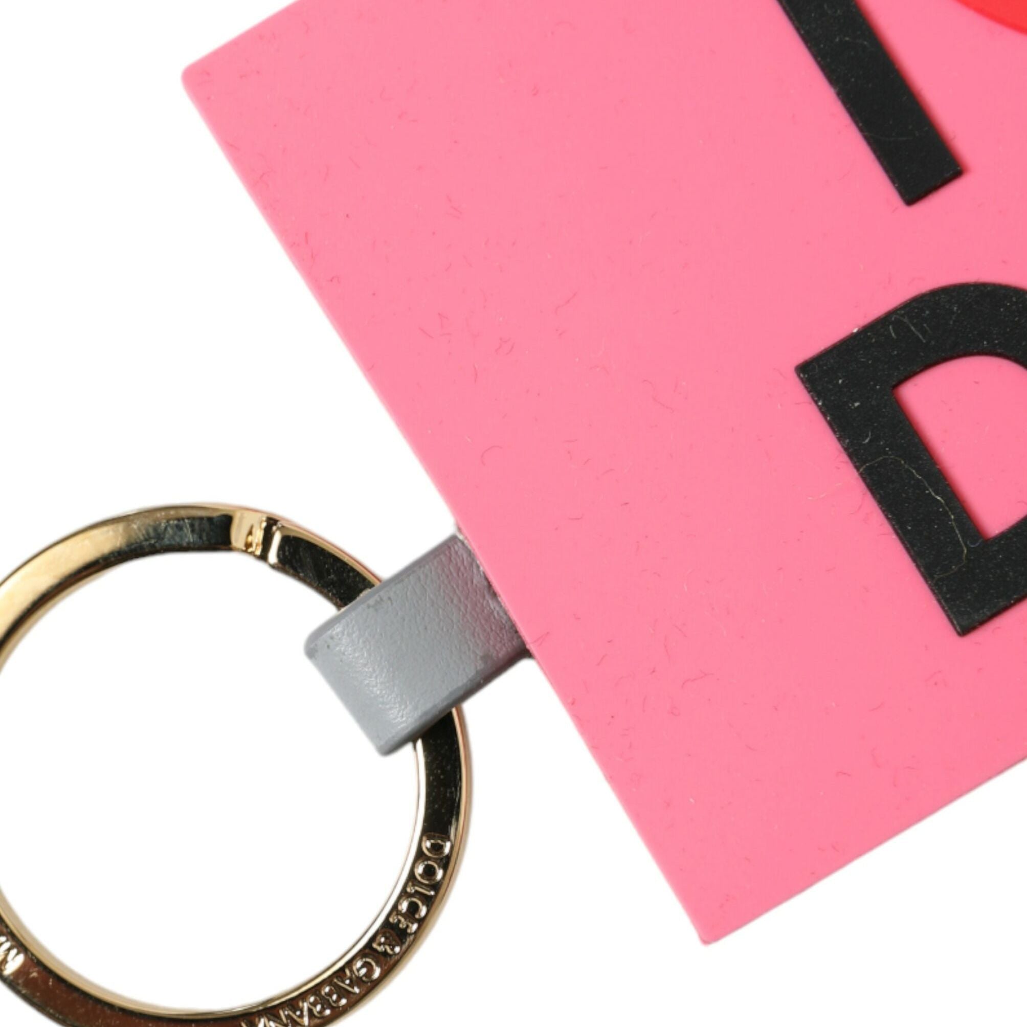 Dolce & Gabbana Pink Silicone DG Logo Gold Brass Keychain