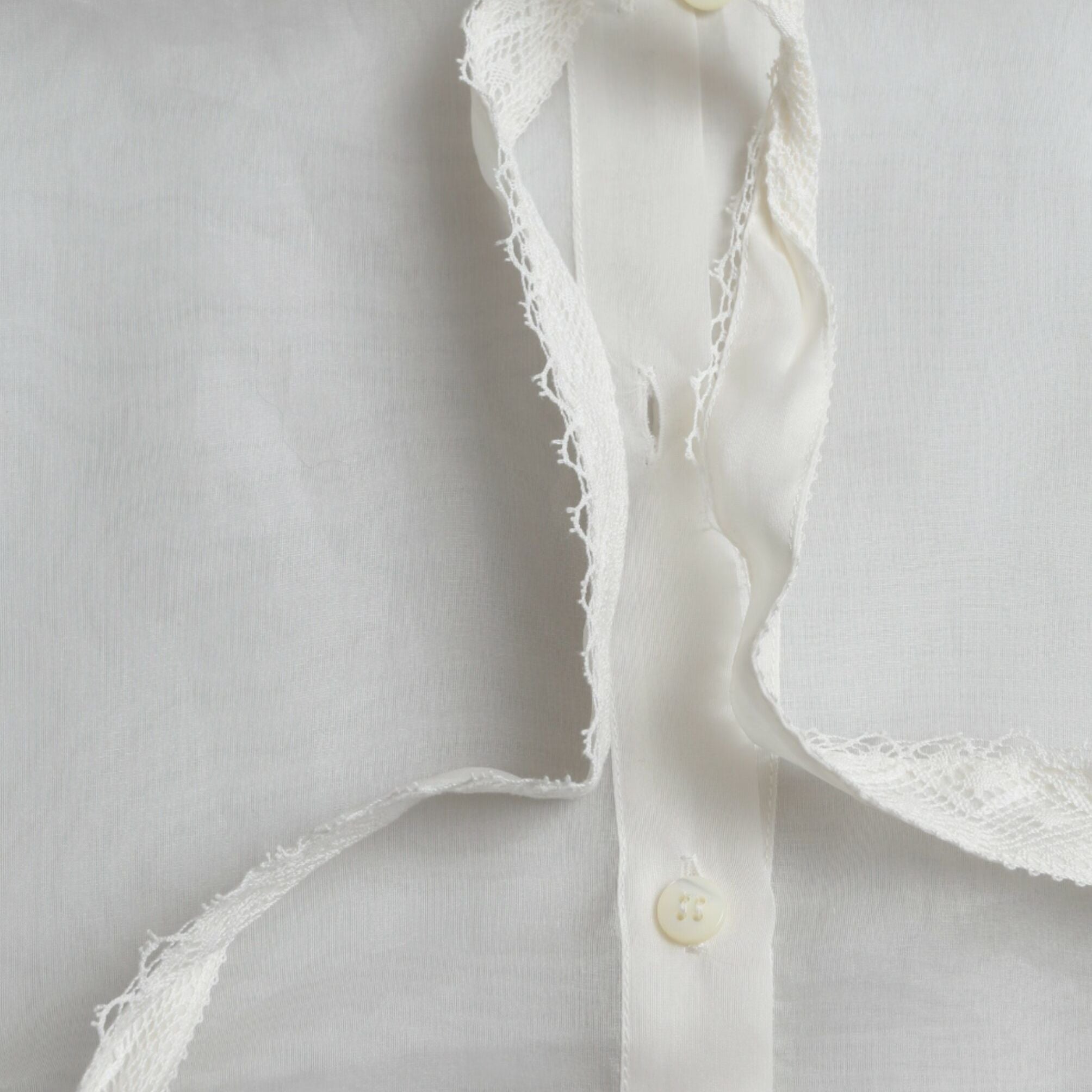 Dolce & Gabbana White Silk Long Sleeves Ascot Collar Top