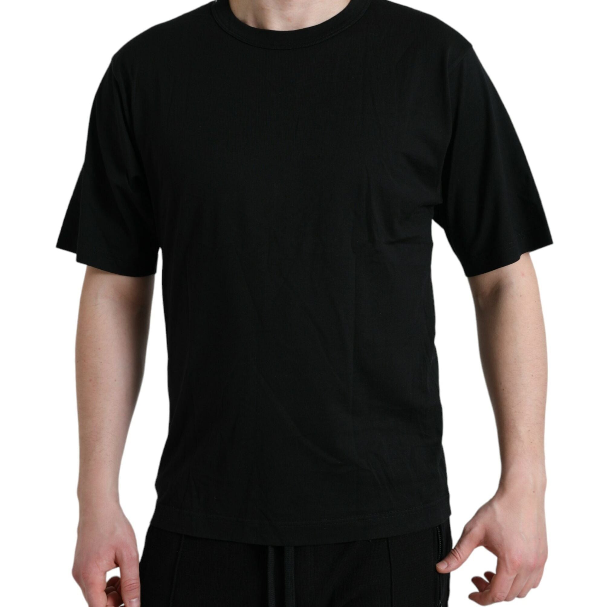 Dolce & Gabbana Black Logo Embossed Crew Neck Short Sleeves T-shirt