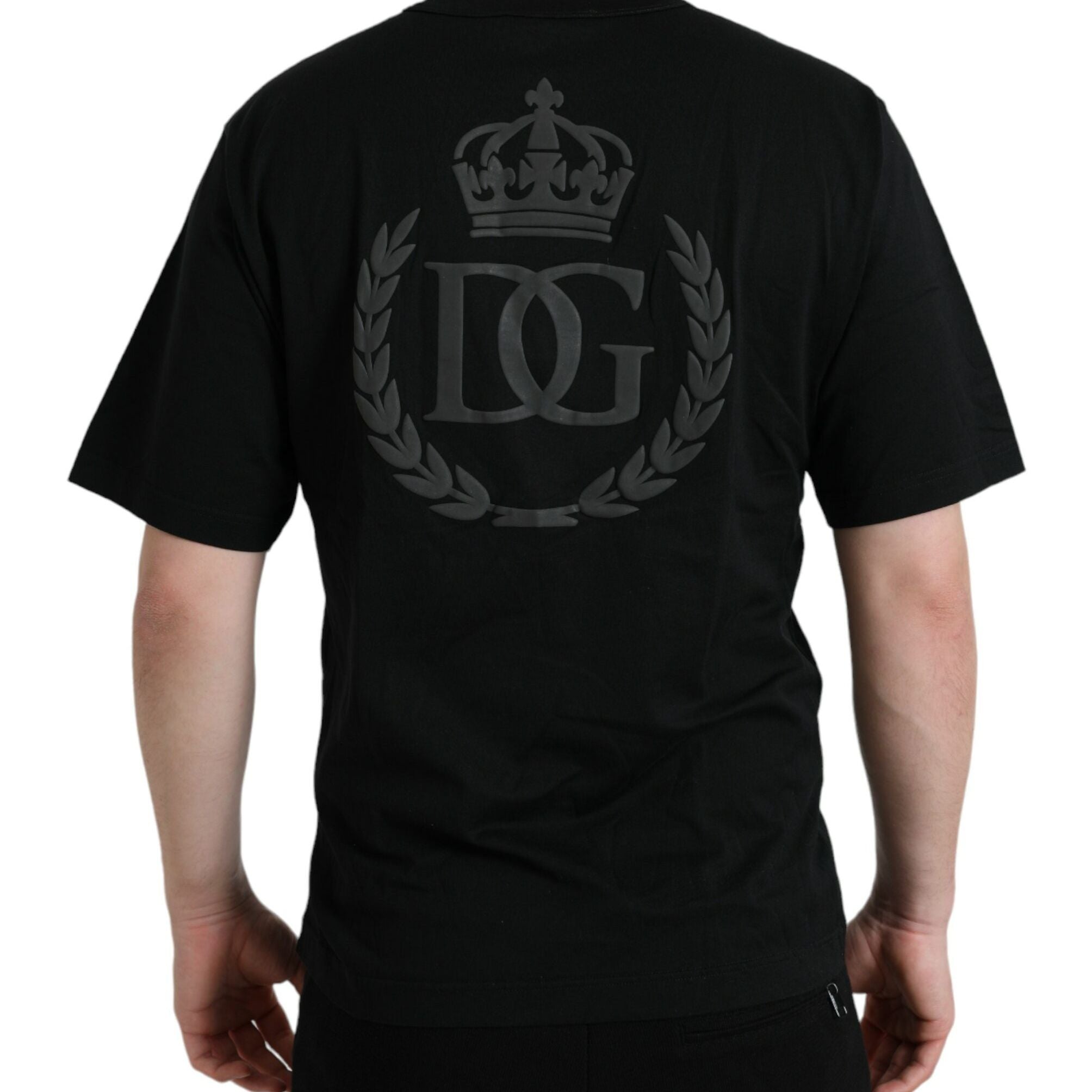 Dolce & Gabbana Black Logo Embossed Crew Neck Short Sleeves T-shirt