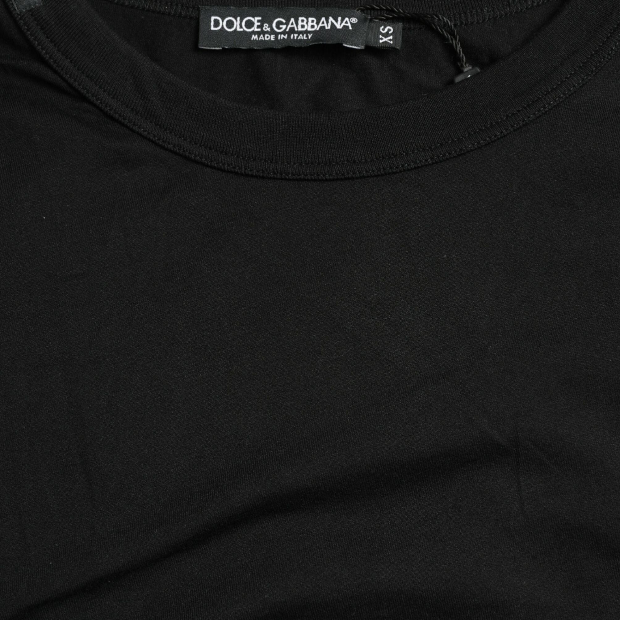 Dolce & Gabbana Black Logo Embossed Crew Neck Short Sleeves T-shirt