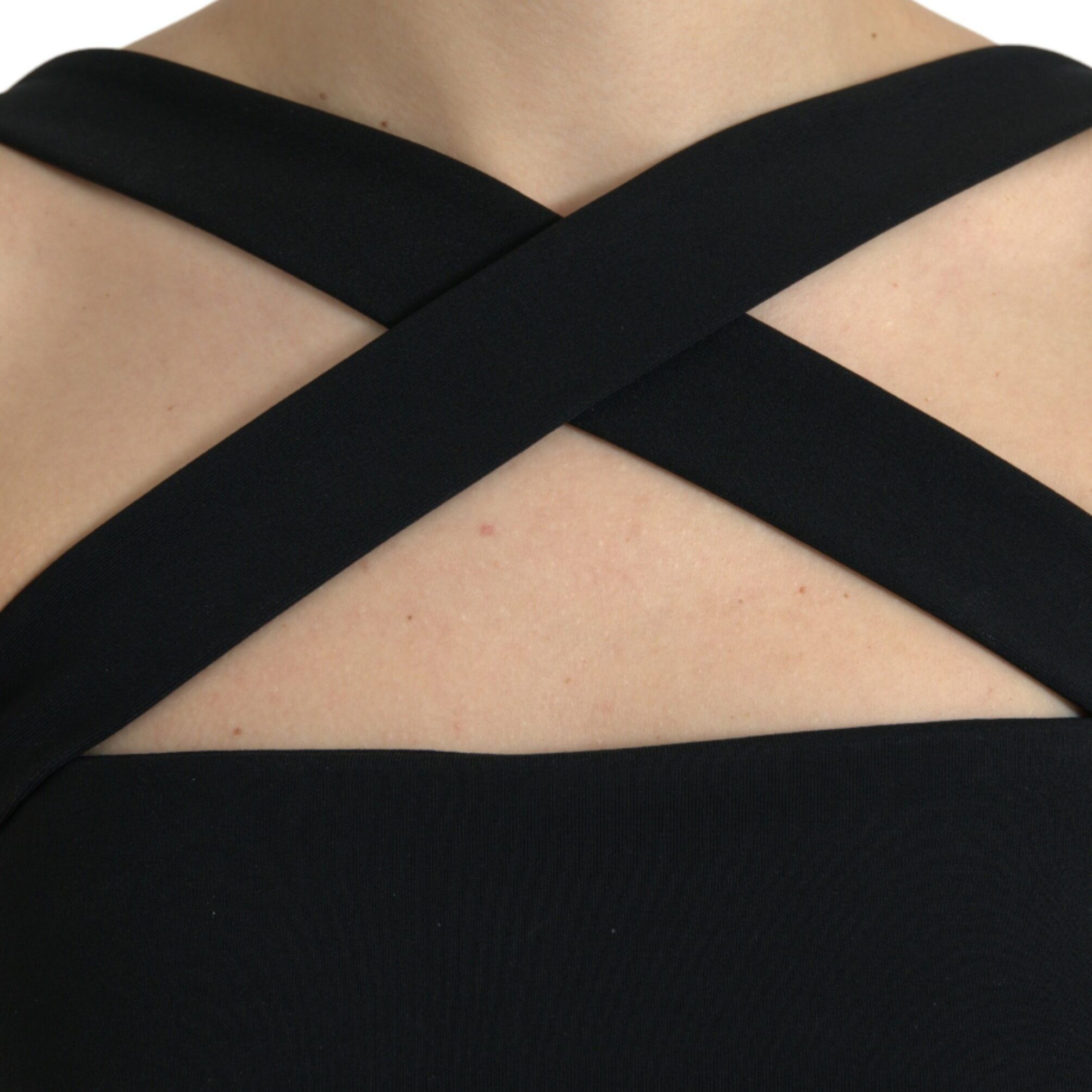 Dolce & Gabbana Black Sheath Halter Sleeveless Midi Dress