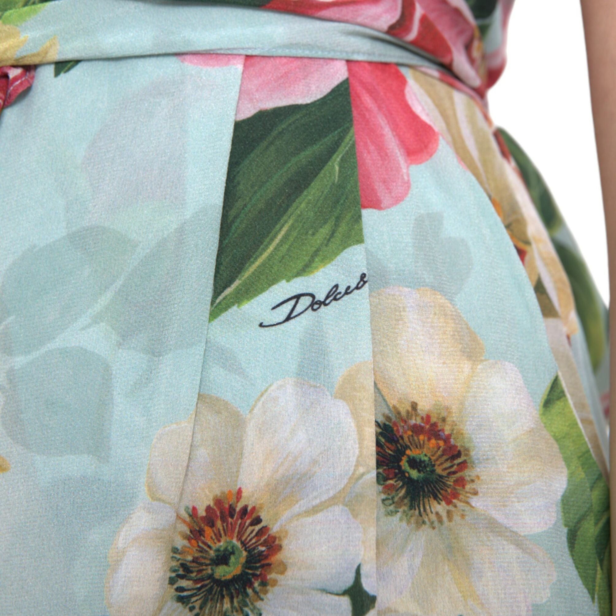 Dolce & Gabbana Blue Floral Wide Leg Wrap Jumpsuit Dress