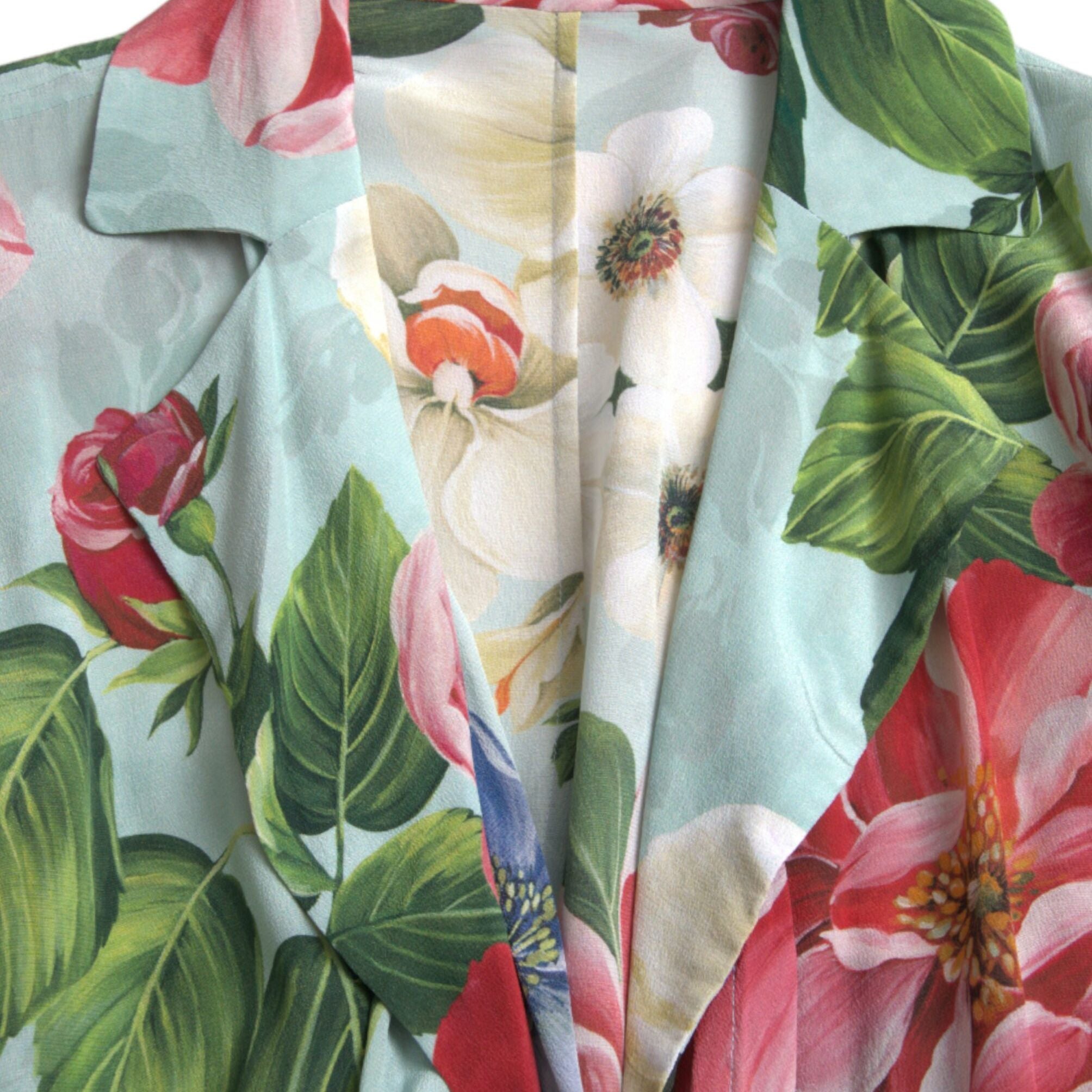 Dolce & Gabbana Blue Floral Wide Leg Wrap Jumpsuit Dress