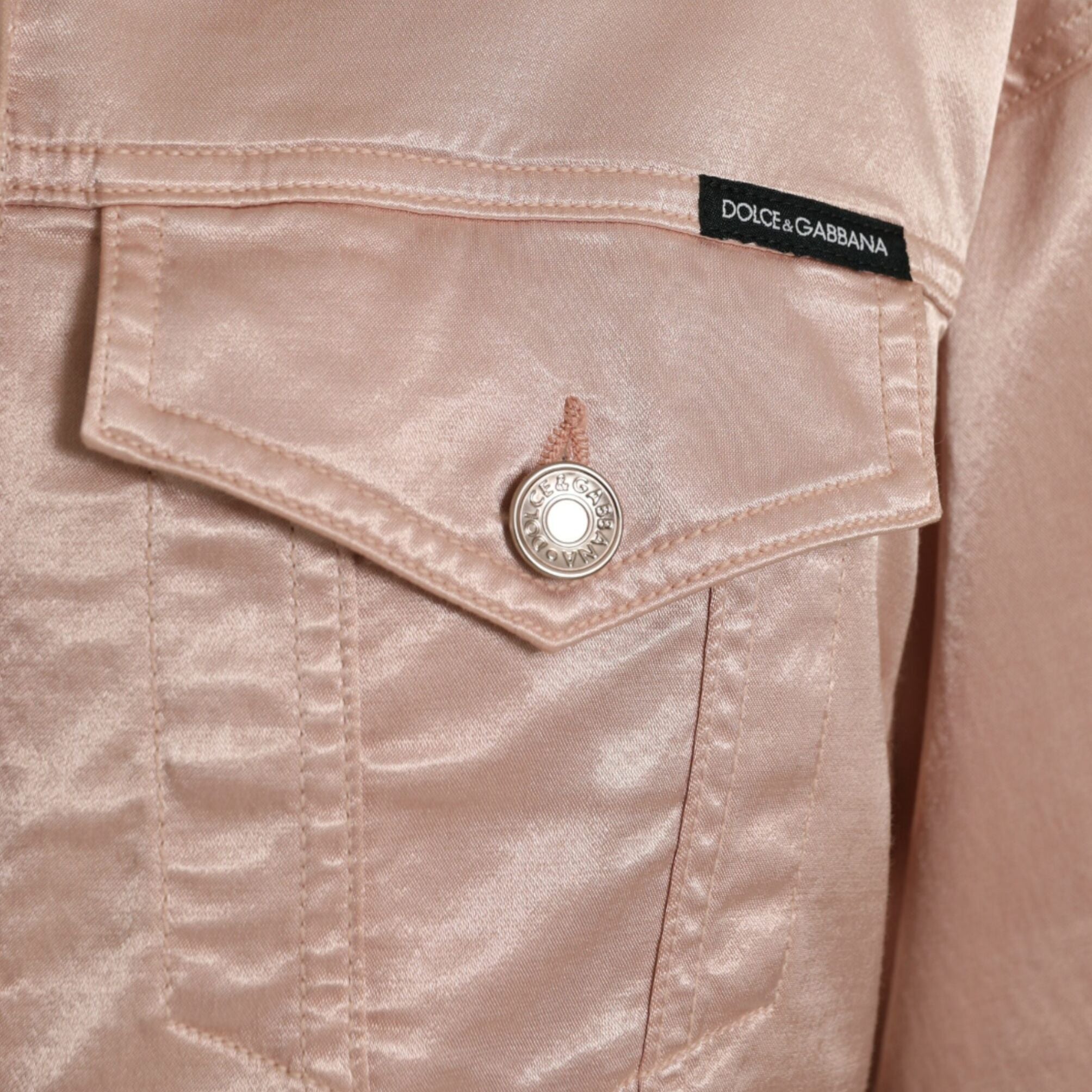 Dolce & Gabbana Pink Cotton Stretch Collared Cropped Jacket