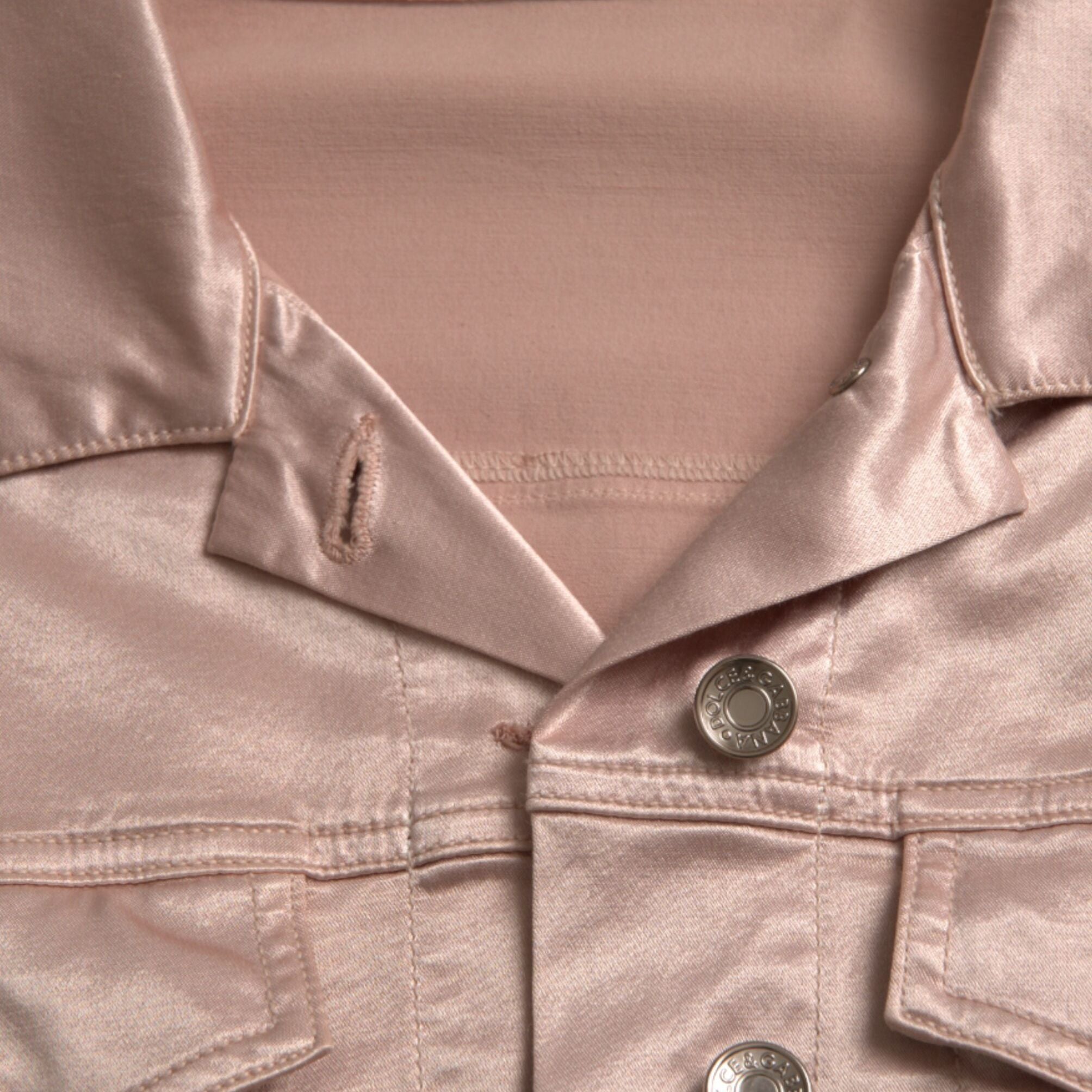 Dolce & Gabbana Pink Cotton Stretch Collared Cropped Jacket