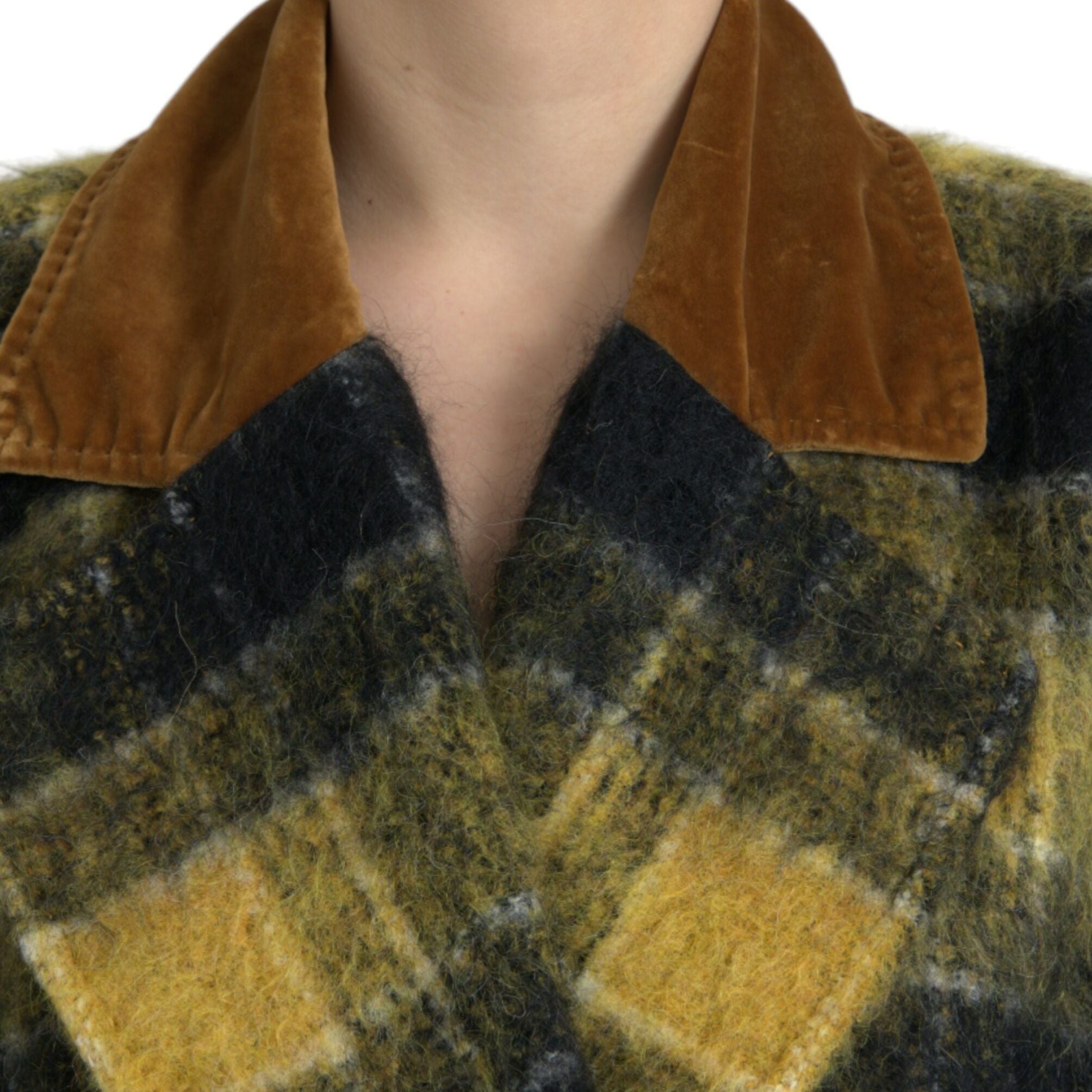 Dolce & Gabbana Yellow Checkered Long Sleeve Coat Jacket