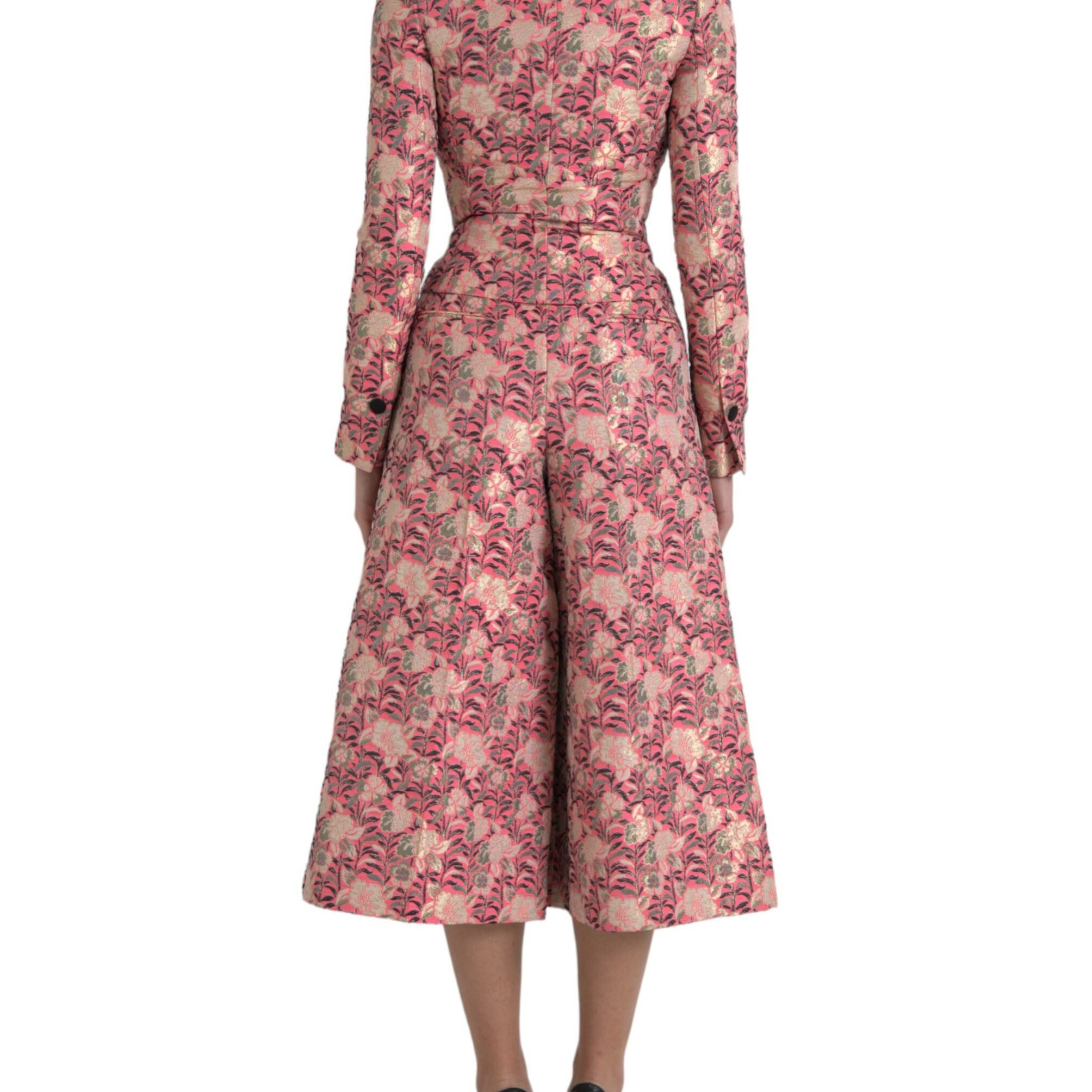 Dolce & Gabbana Pink Floral Jacquard Slim Fit 2 Piece Suit
