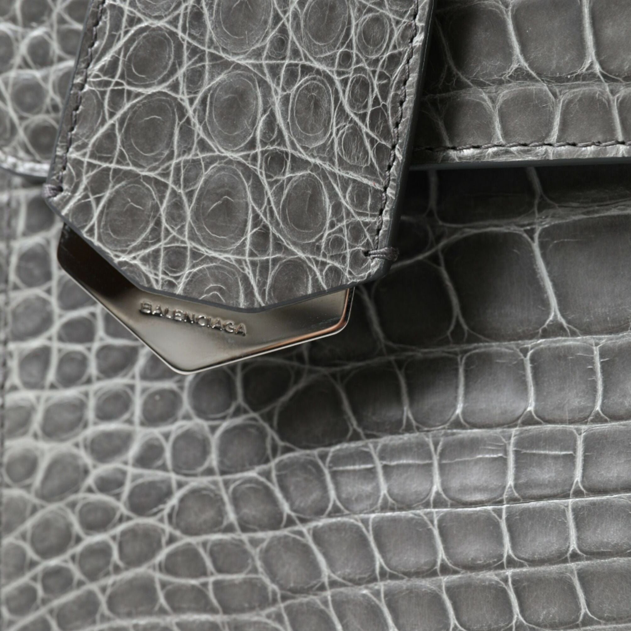 Balenciaga Gray Exotic Leather Medium Shoulder Hand Purse Bag