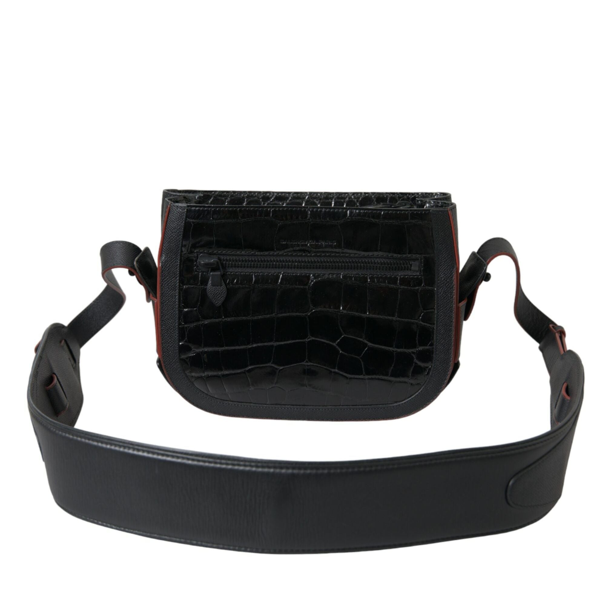 Balenciaga Black Exotic Leather Shoulder Crossbody Camera Bag