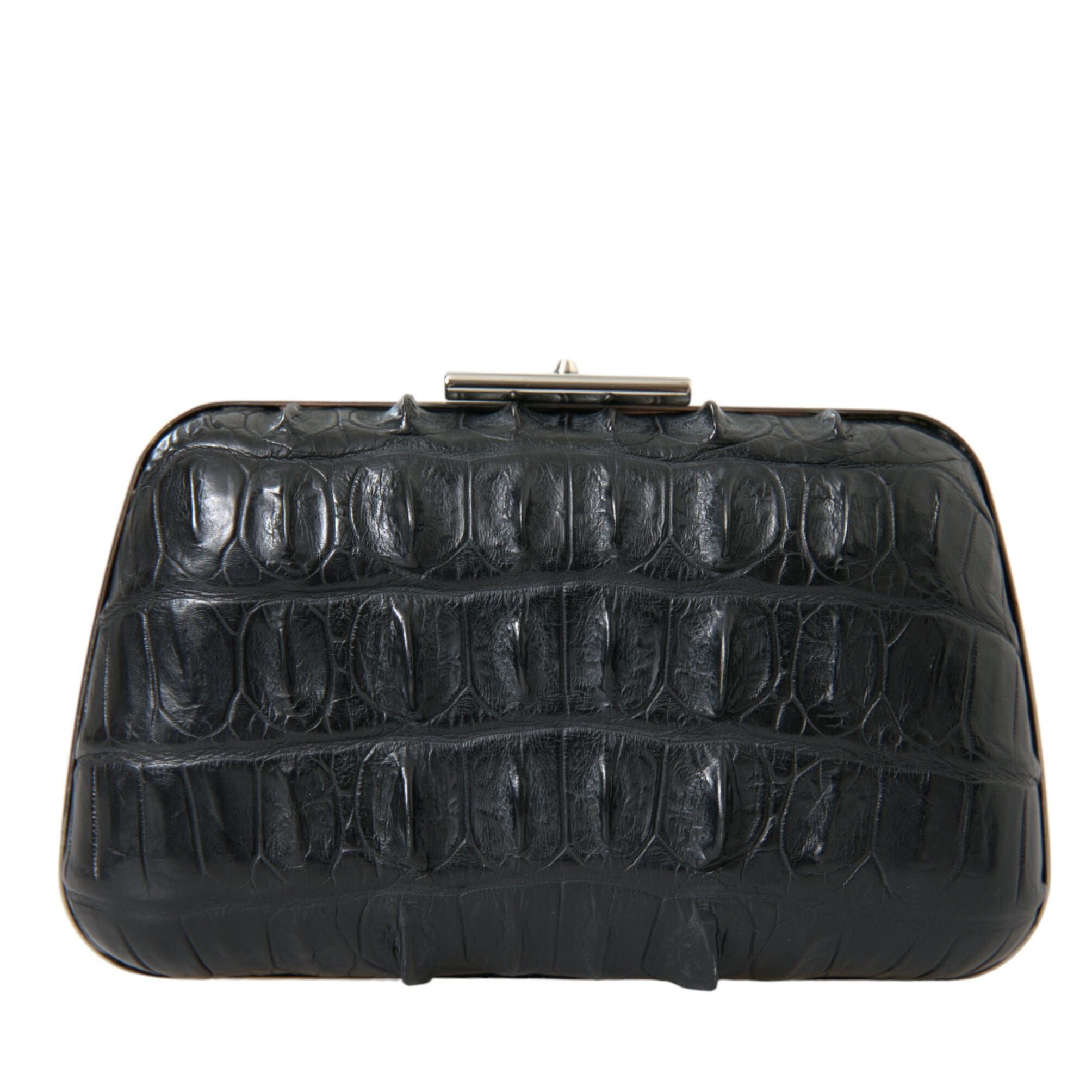 Balenciaga Black Exotic Skin Leather Shoulder Crossbody Box Clutch Bag