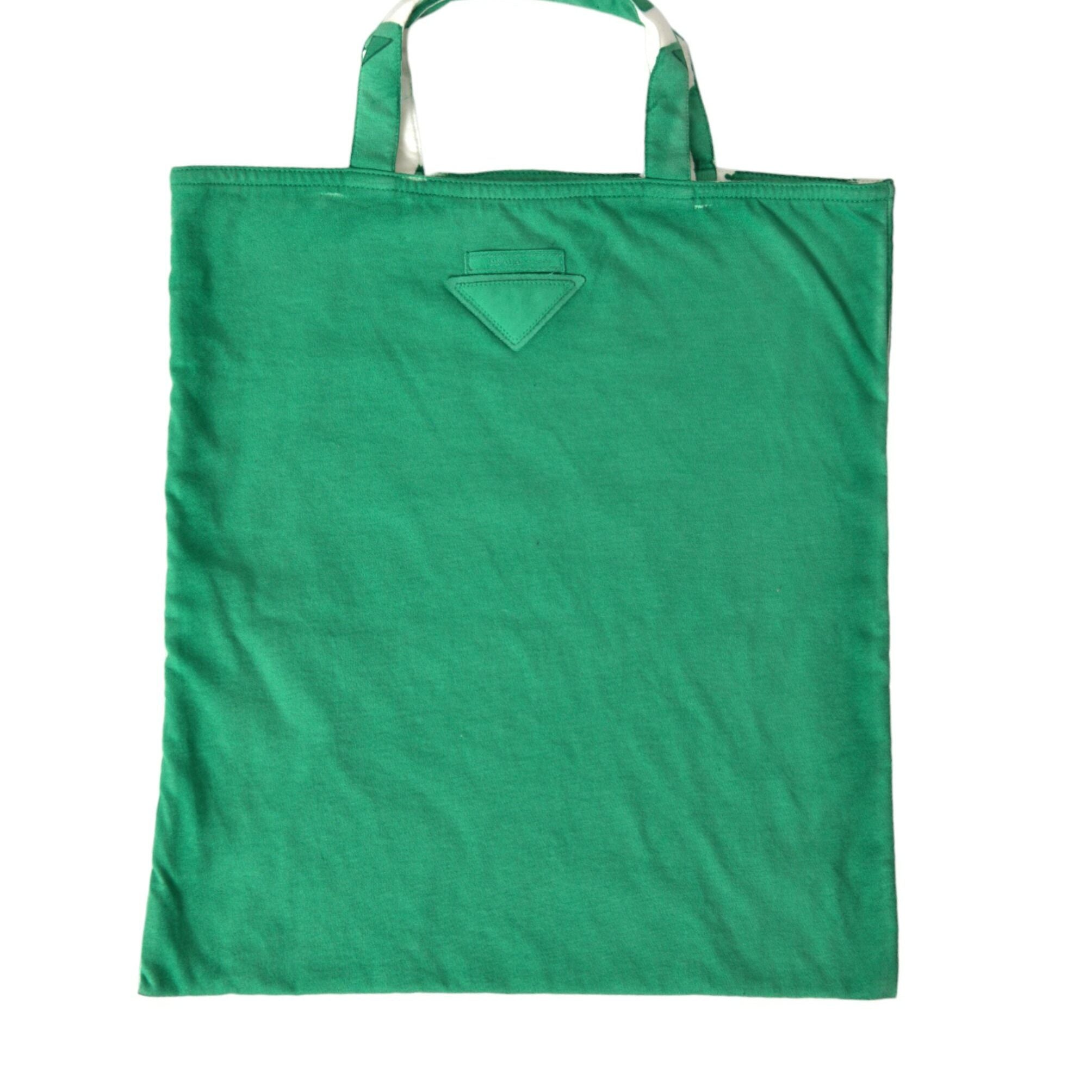 Prada Green Jersey Fabric Logo Shoulder Shopping Tote Shopping Bag
