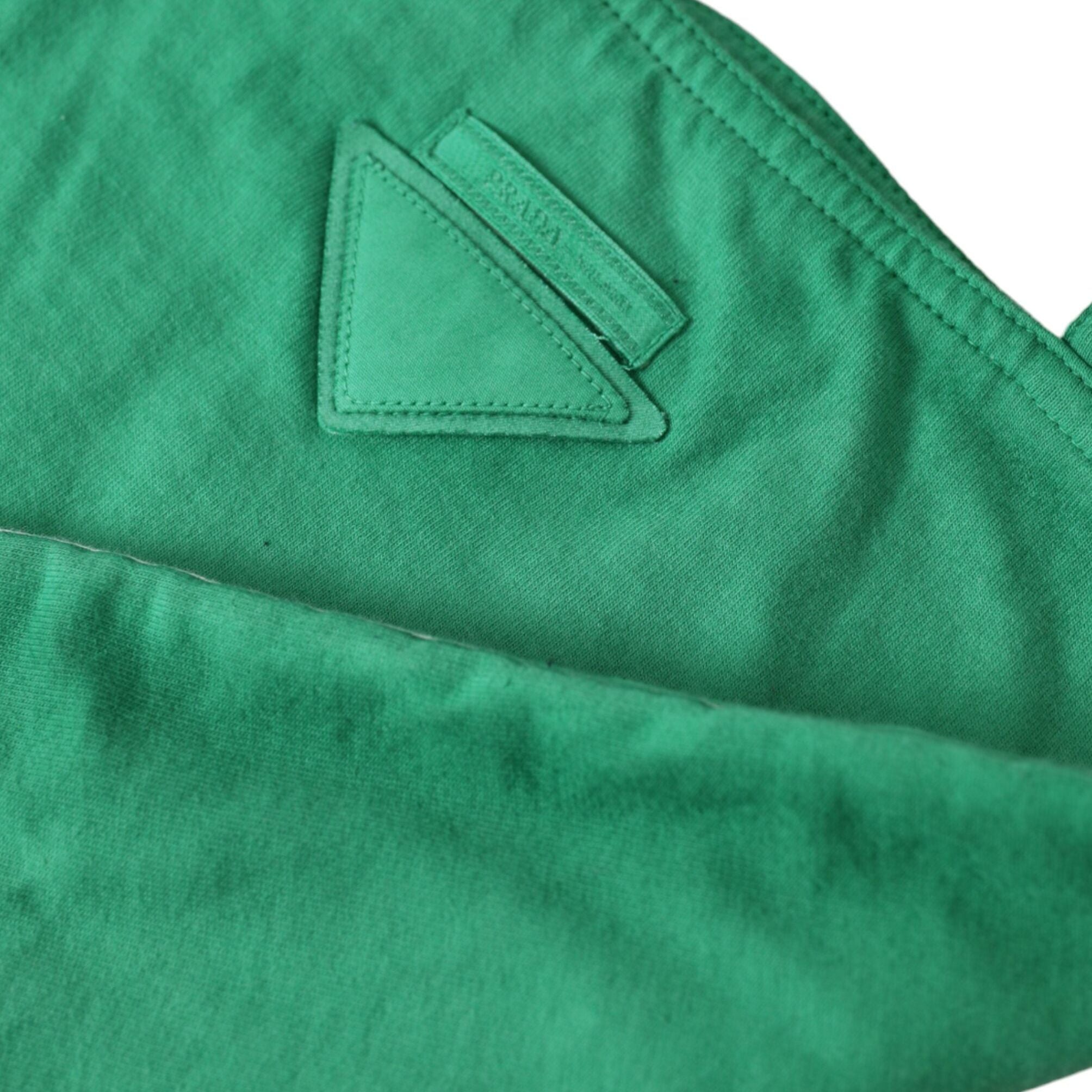 Prada Green Jersey Fabric Logo Shoulder Shopping Tote Shopping Bag