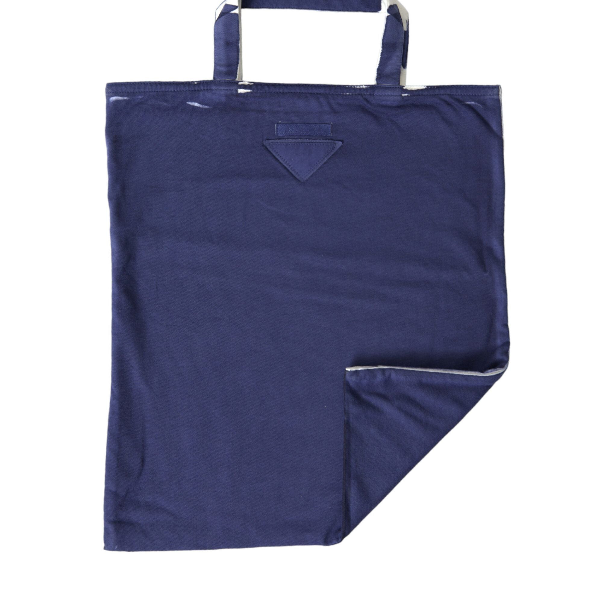 Prada Blue Jersey Fabric Logo Shoulder Shopping Tote Shopping Bag