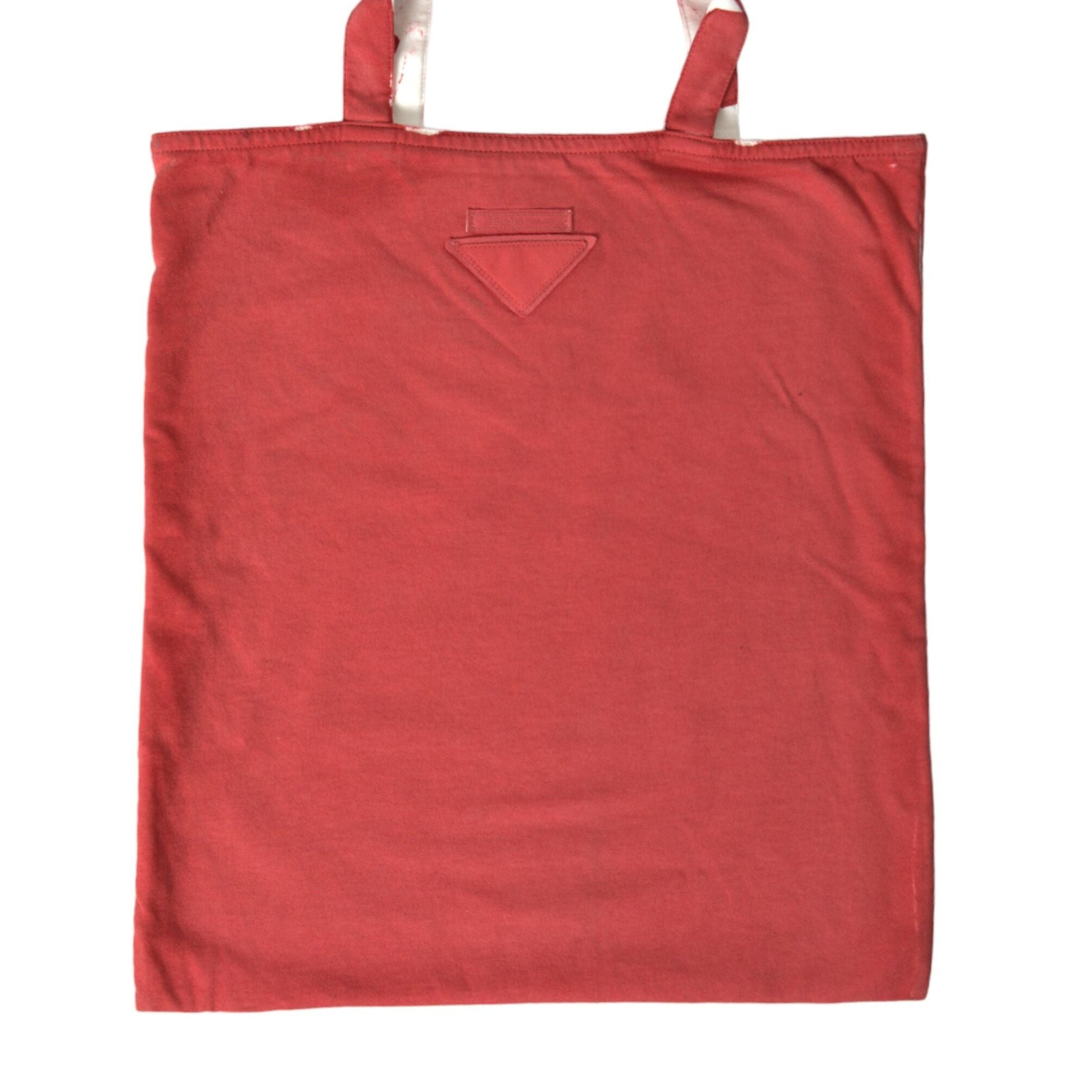 Prada Red Jersey Fabric Logo Shoulder Shopping Tote Bag