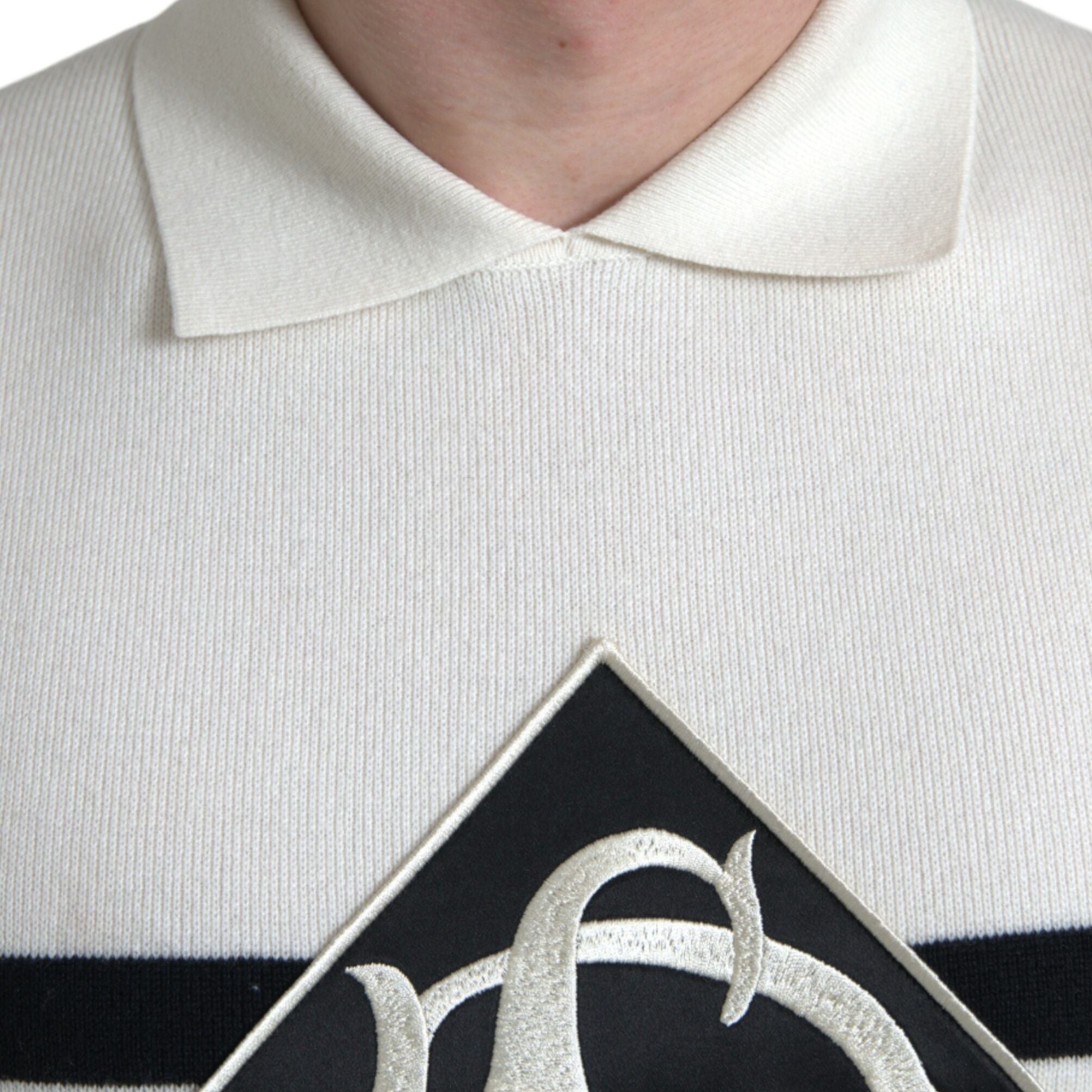 Dolce & Gabbana White DG Logo Collared Henley Shirt T-shirt