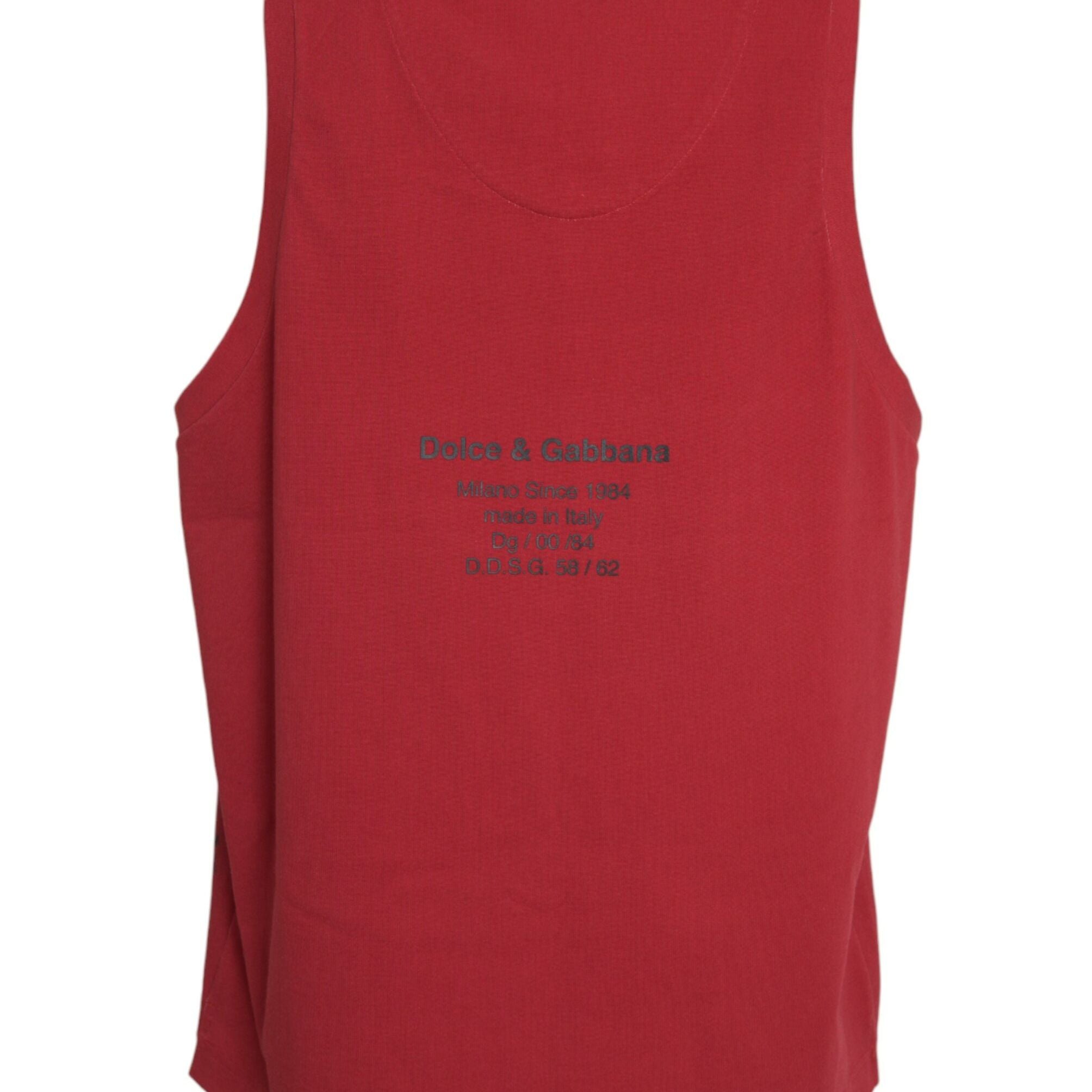 Dolce & Gabbana Red Leopard Print Sleeveless Tank T-shirt