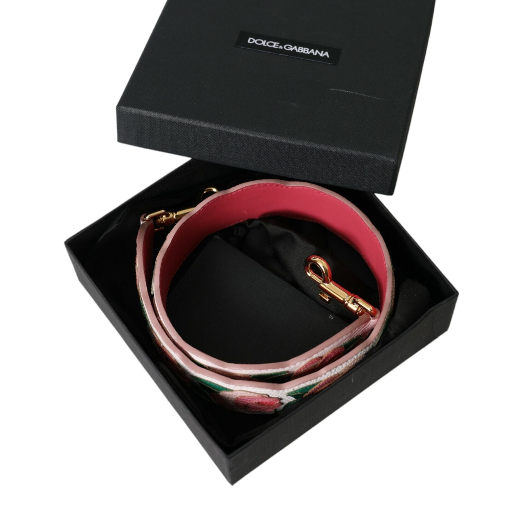 Dolce & Gabbana White Floral Leather Accessory Shoulder Strap
