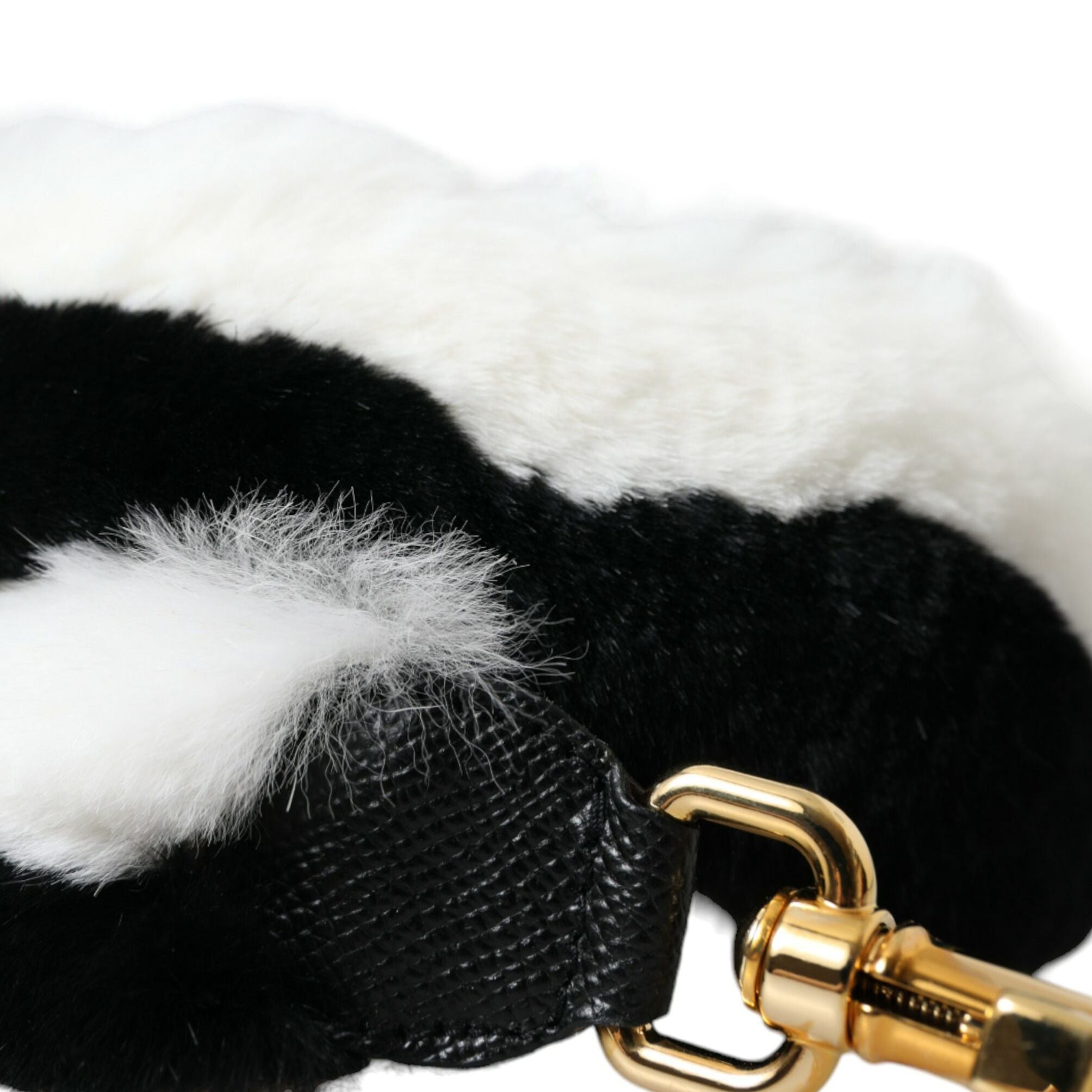 Dolce & Gabbana Black White Lapin Fur Accessory Shoulder Strap