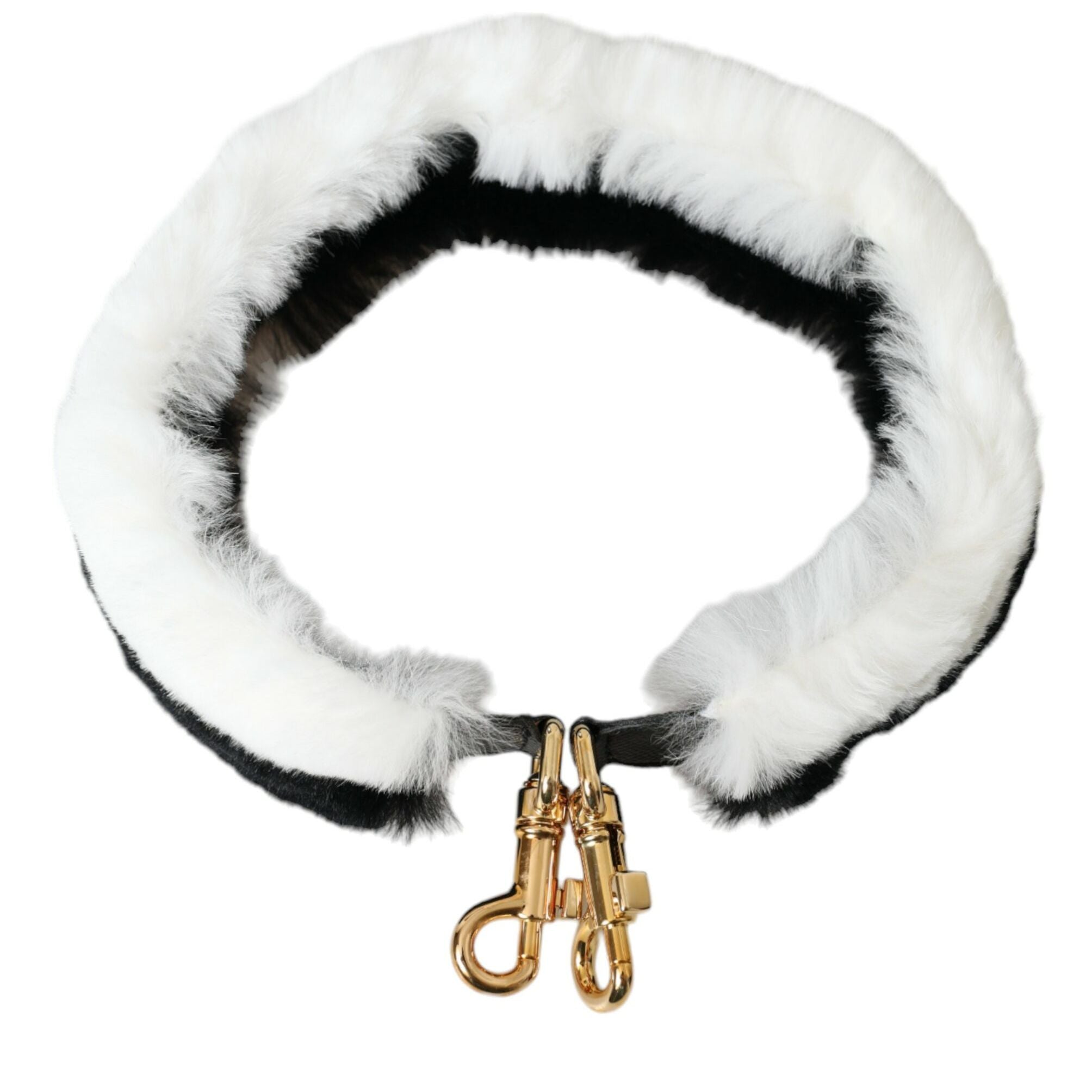 Dolce & Gabbana Black White Lapin Fur Accessory Shoulder Strap