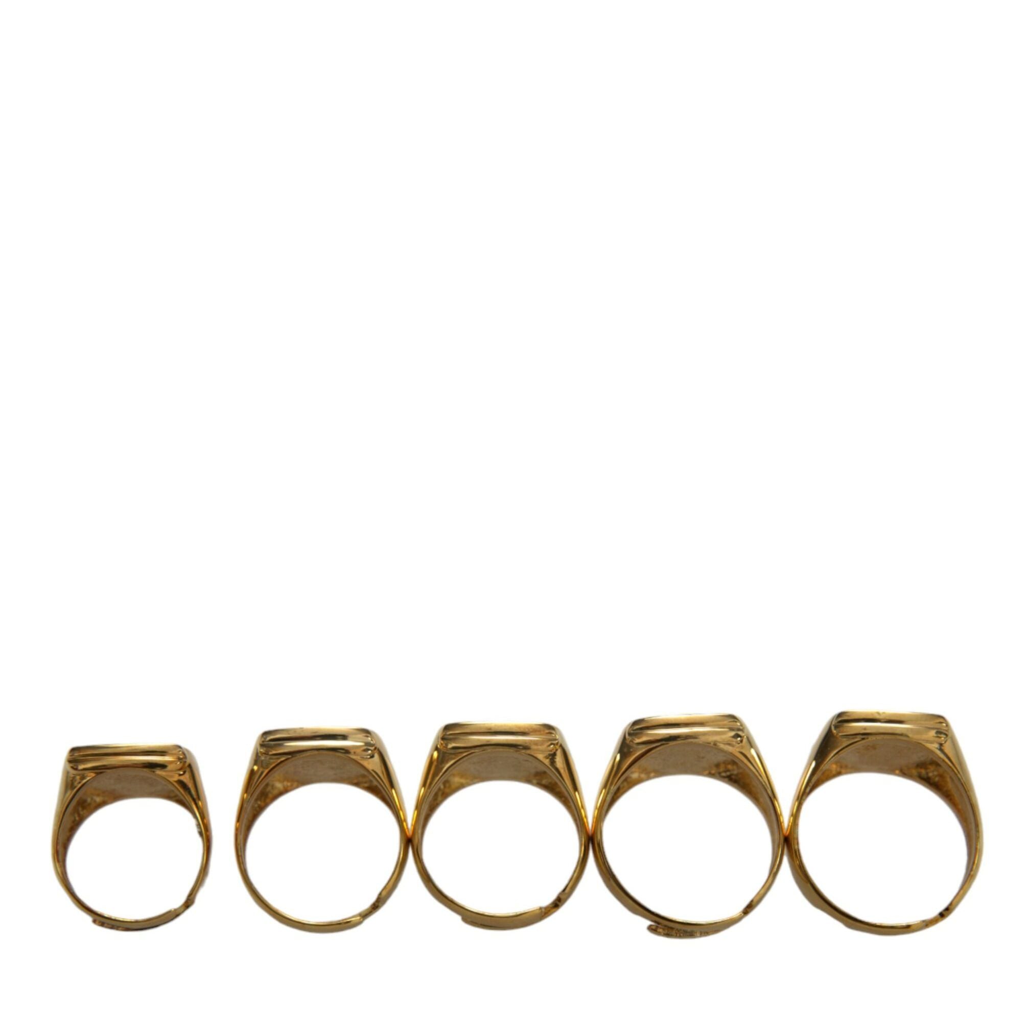 Dolce & Gabbana Gold Brass ROYAL Enamel Set of 5 Ring