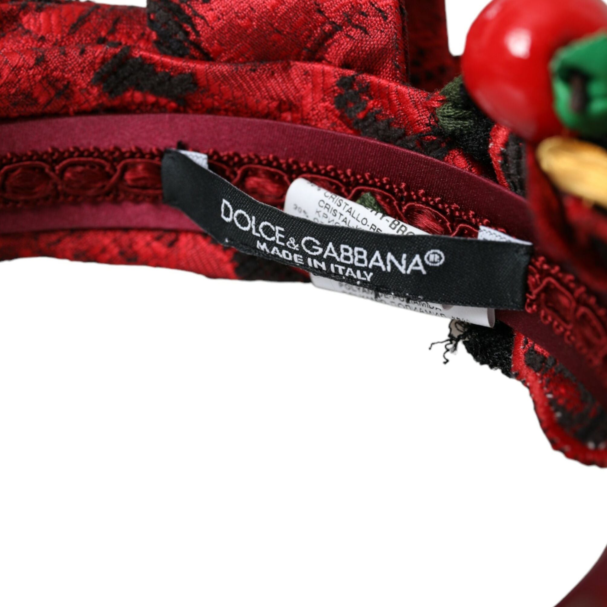 Dolce & Gabbana Red Cherry Sicily Embellished Women Hairband Diadem