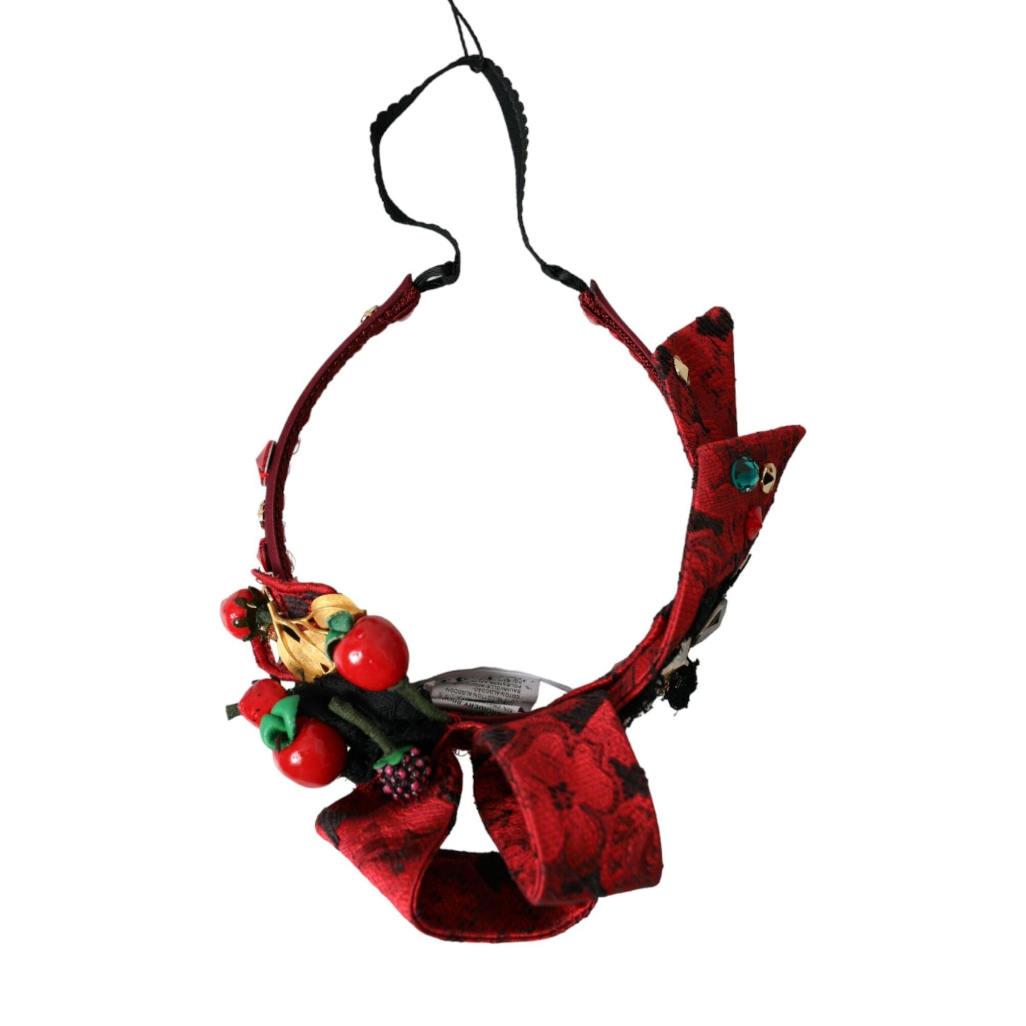 Dolce & Gabbana Red Cherry Sicily Embellished Women Hairband Diadem