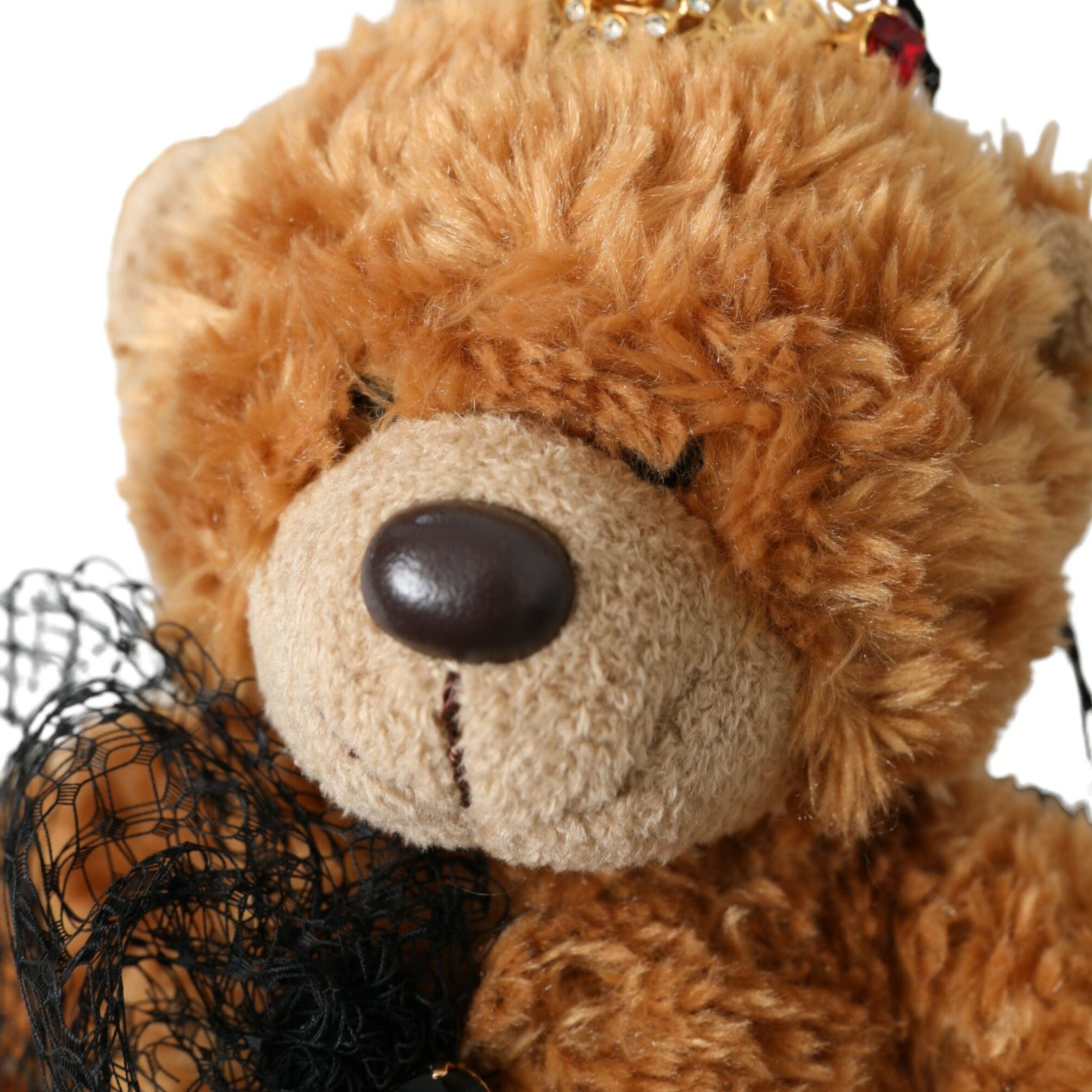 Dolce & Gabbana Brown Teddy Bear Gold Crystal Crown Hair Band Diadem