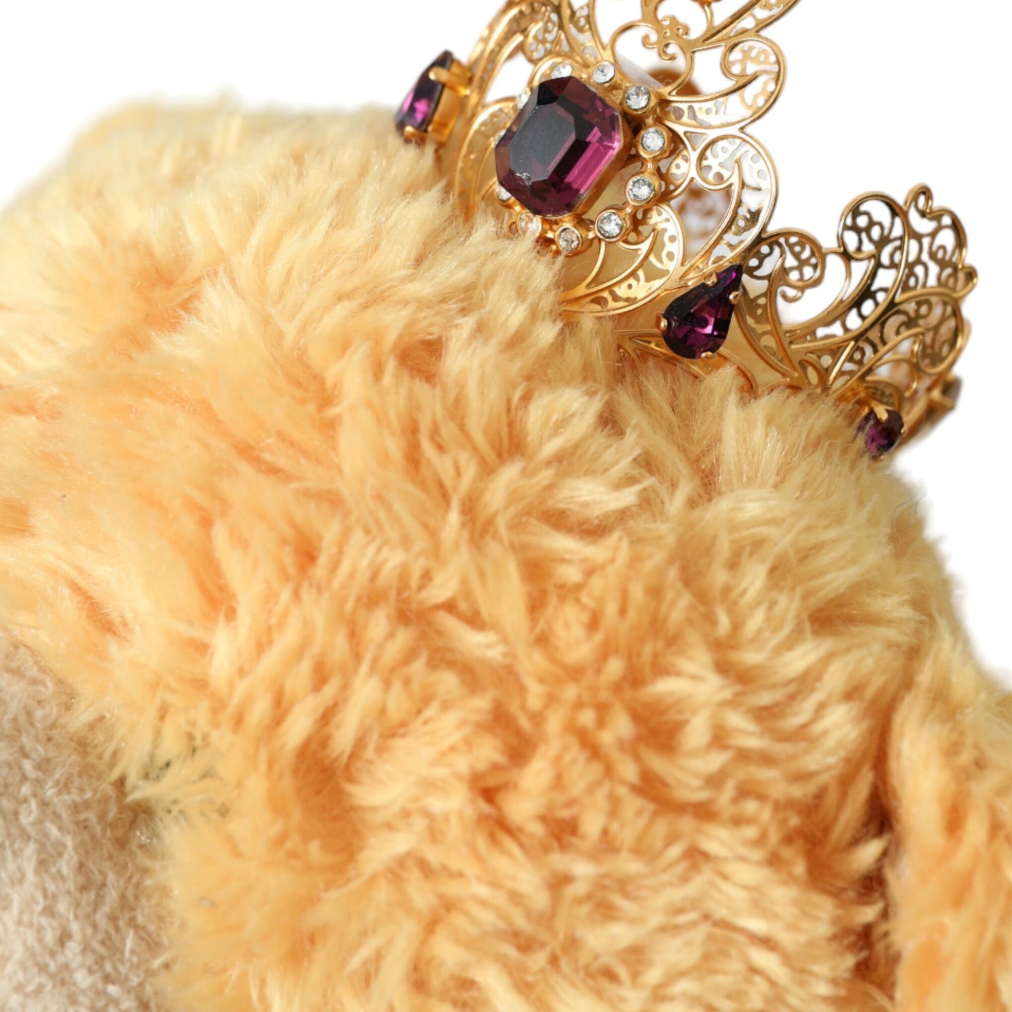 Dolce & Gabbana Brown Teddy Bear Gold Crystal Crown Hair Band Diadem