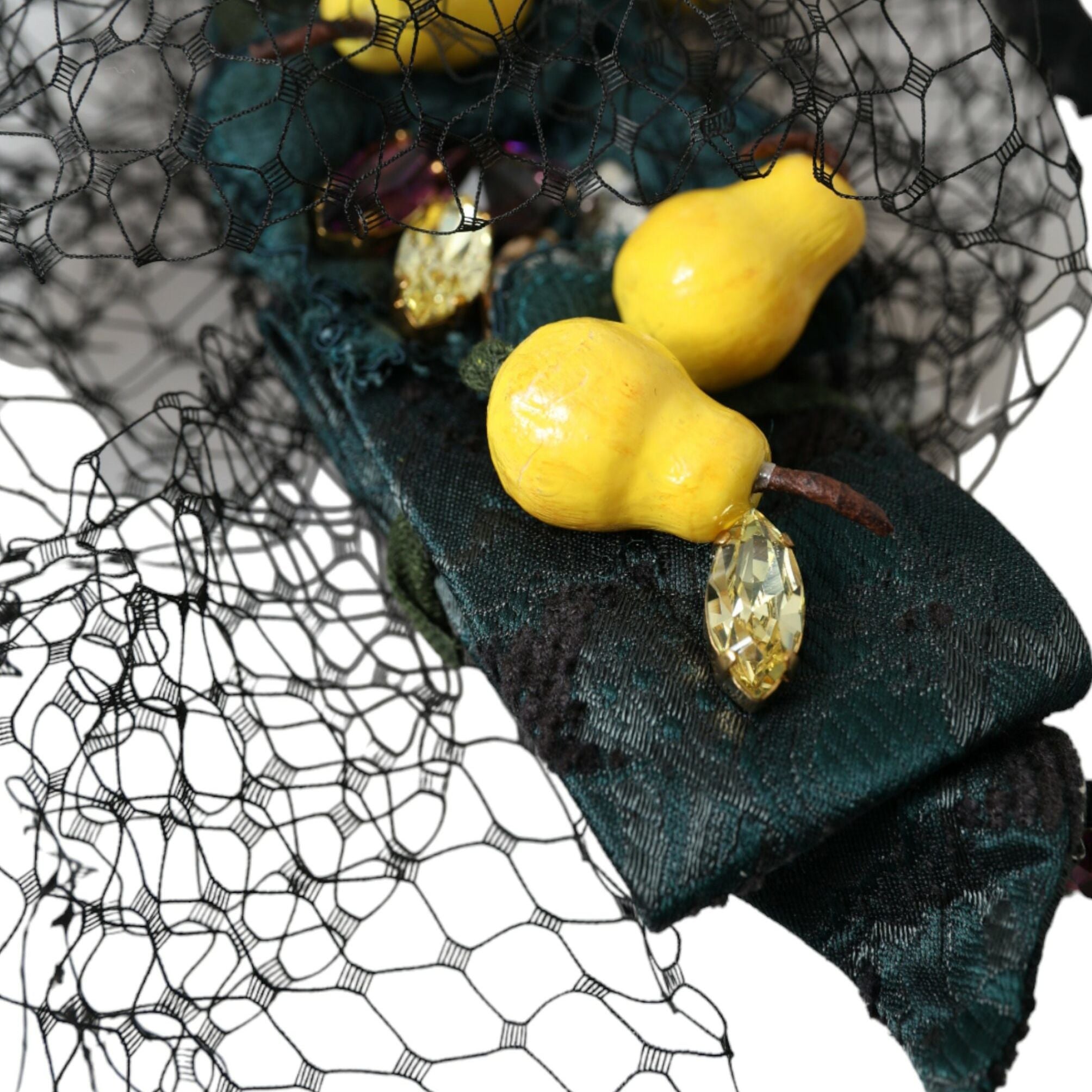 Dolce & Gabbana Black Lemons Sicily Purple Crystal Net Headband Diadem